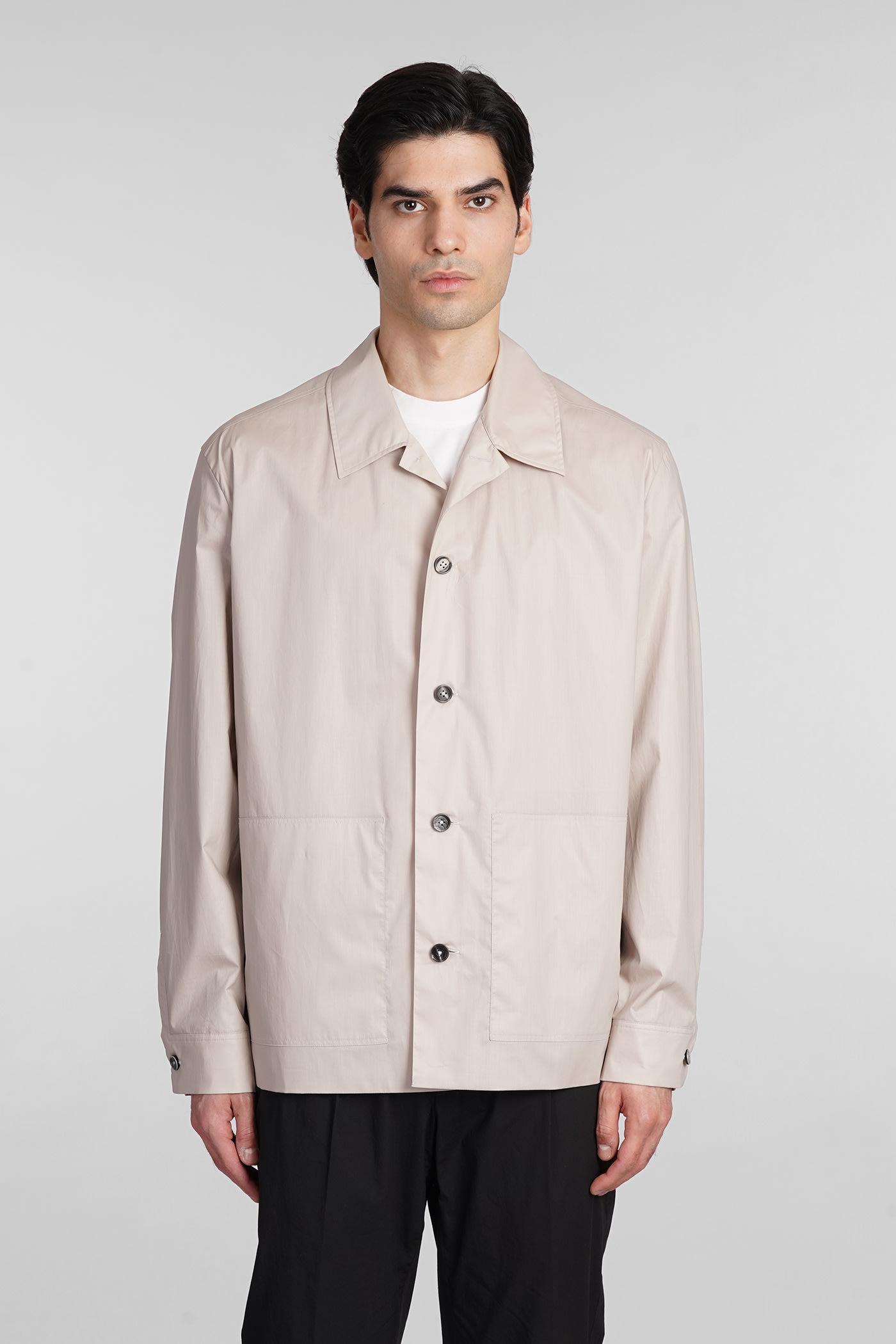 Shop Zegna Casual Jacket In Beige Cotton