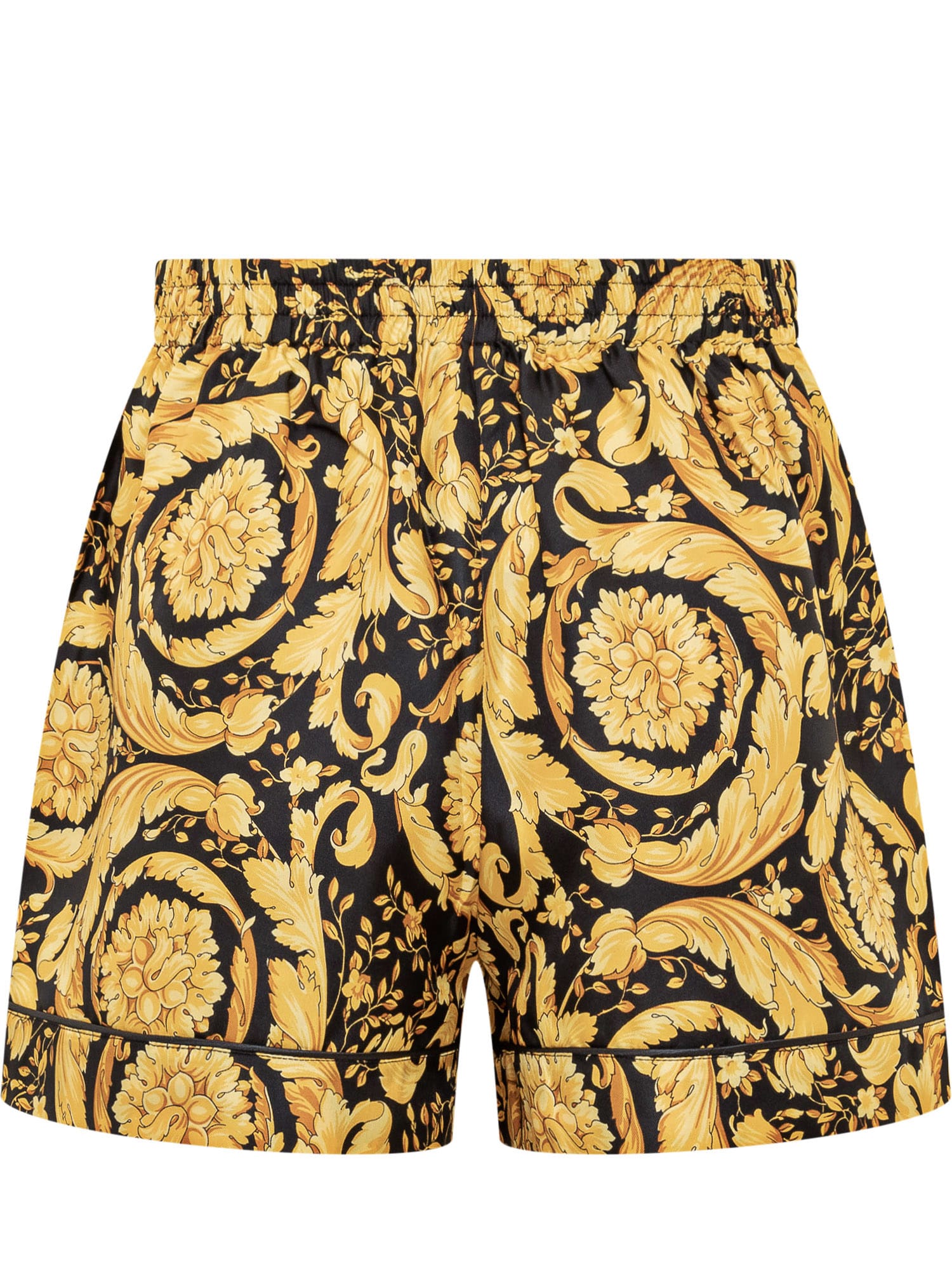 Shop Versace Barocco Pajama Shorts In Nero Oro