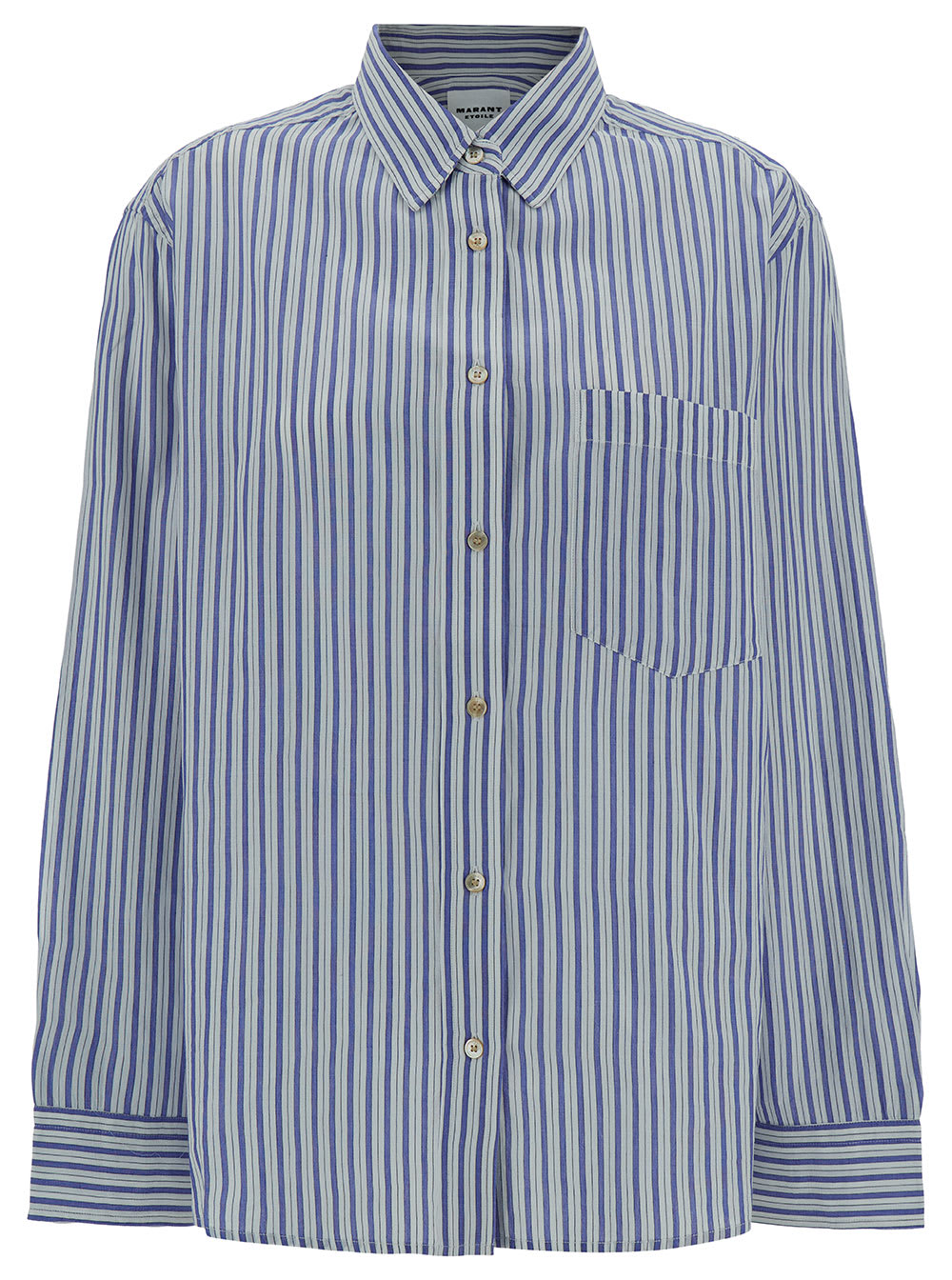 Marant Etoile Esola Blue Shirt With Stripe Motif In Cotton Woman In Azure