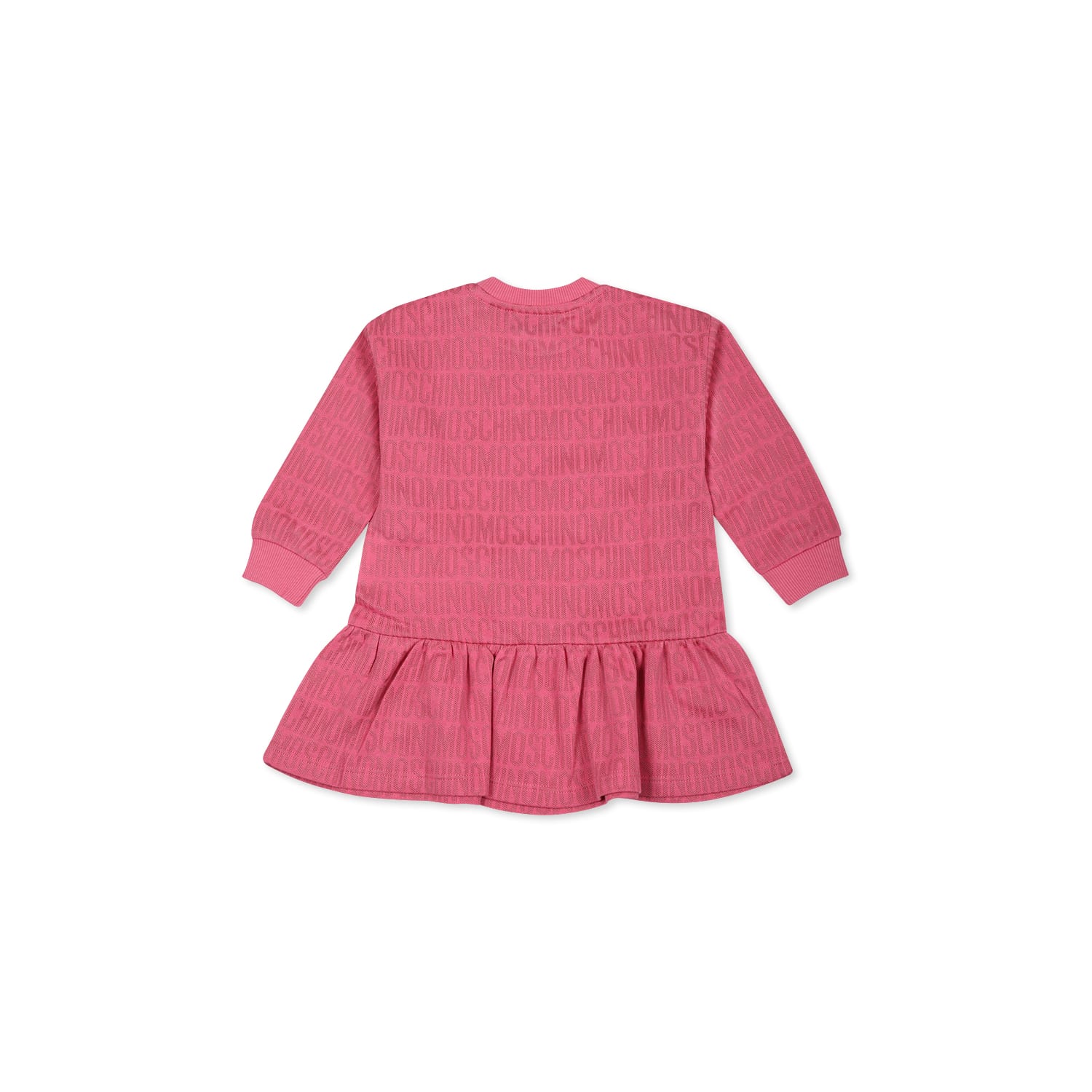 Moschino Fuchsia Dress For Baby Girl With Logo In Pink