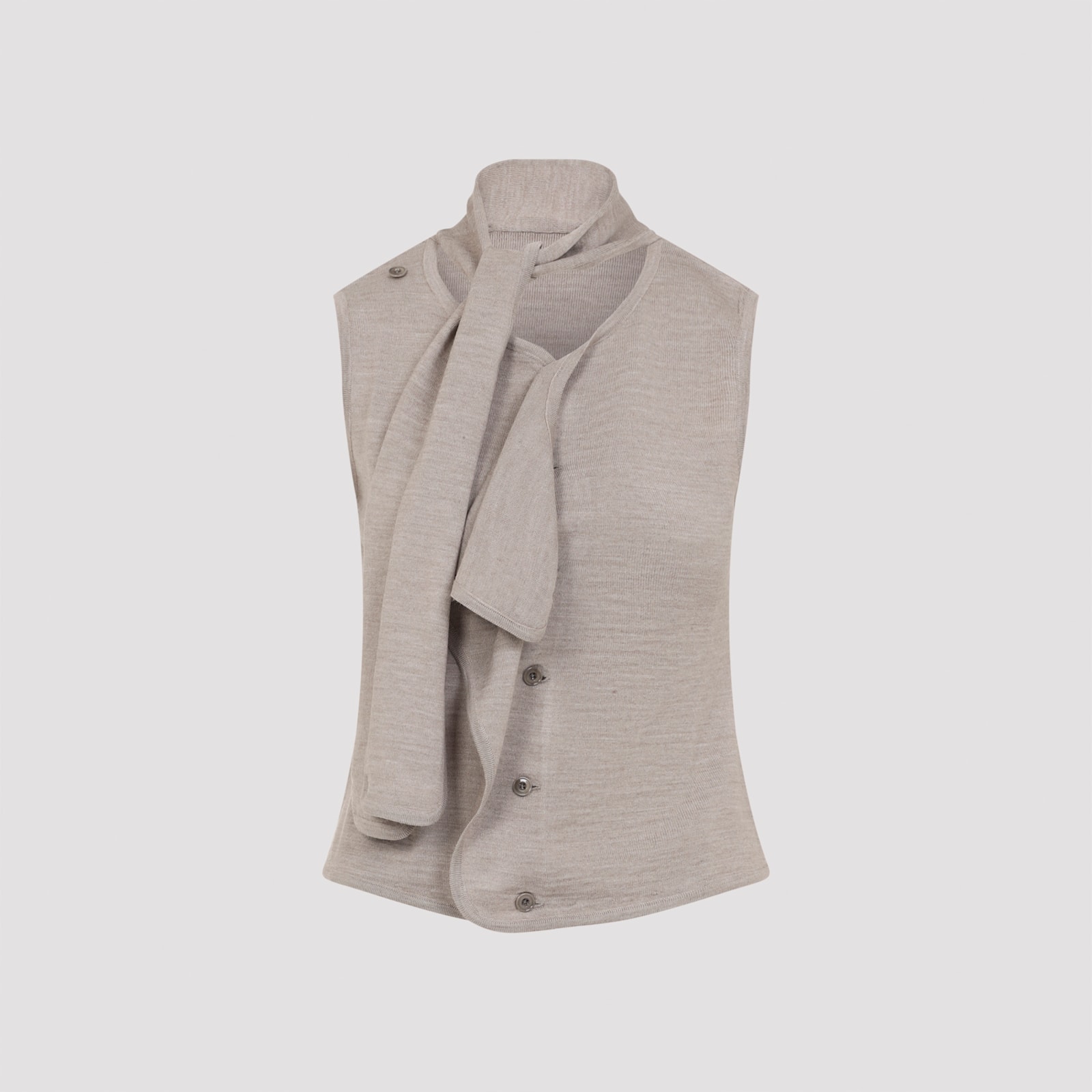 Lemaire Asymmetrical Sleeveless Cardigan In Brown