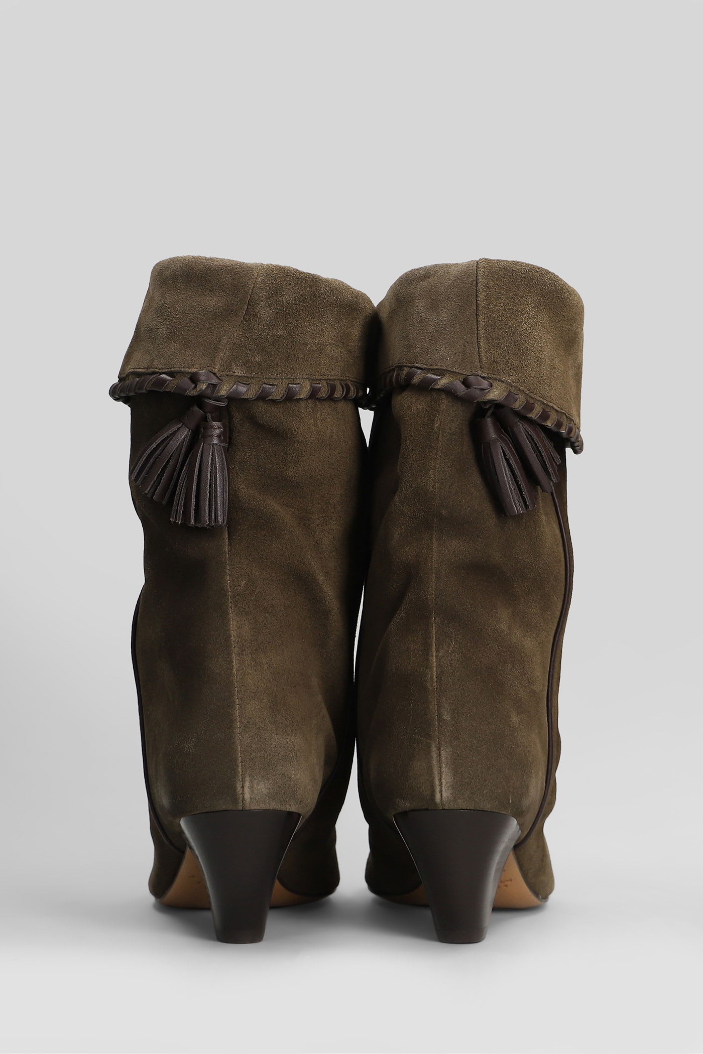 Isabel Marant Dalby High Heels Ankle Boots In Khaki Suede In Brown