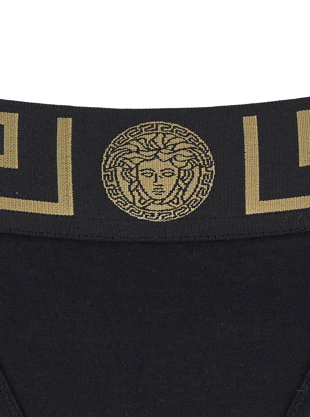 Versace Stretch Cotton Briefs With Logoed Elastic Band In Black