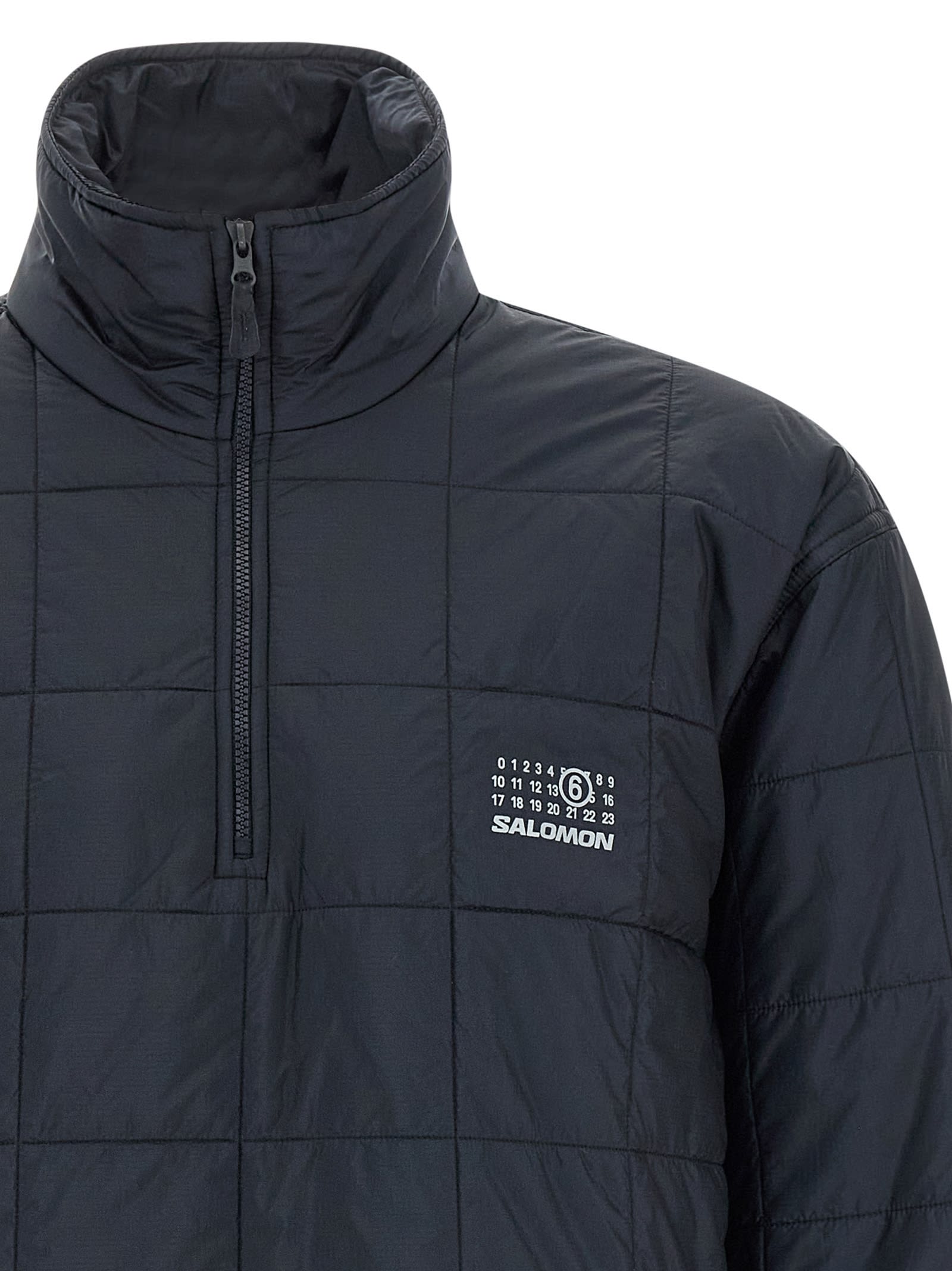 Mm6 Maison Margiela Salomon Collaboration High Collar Quilted Jacket In Blue