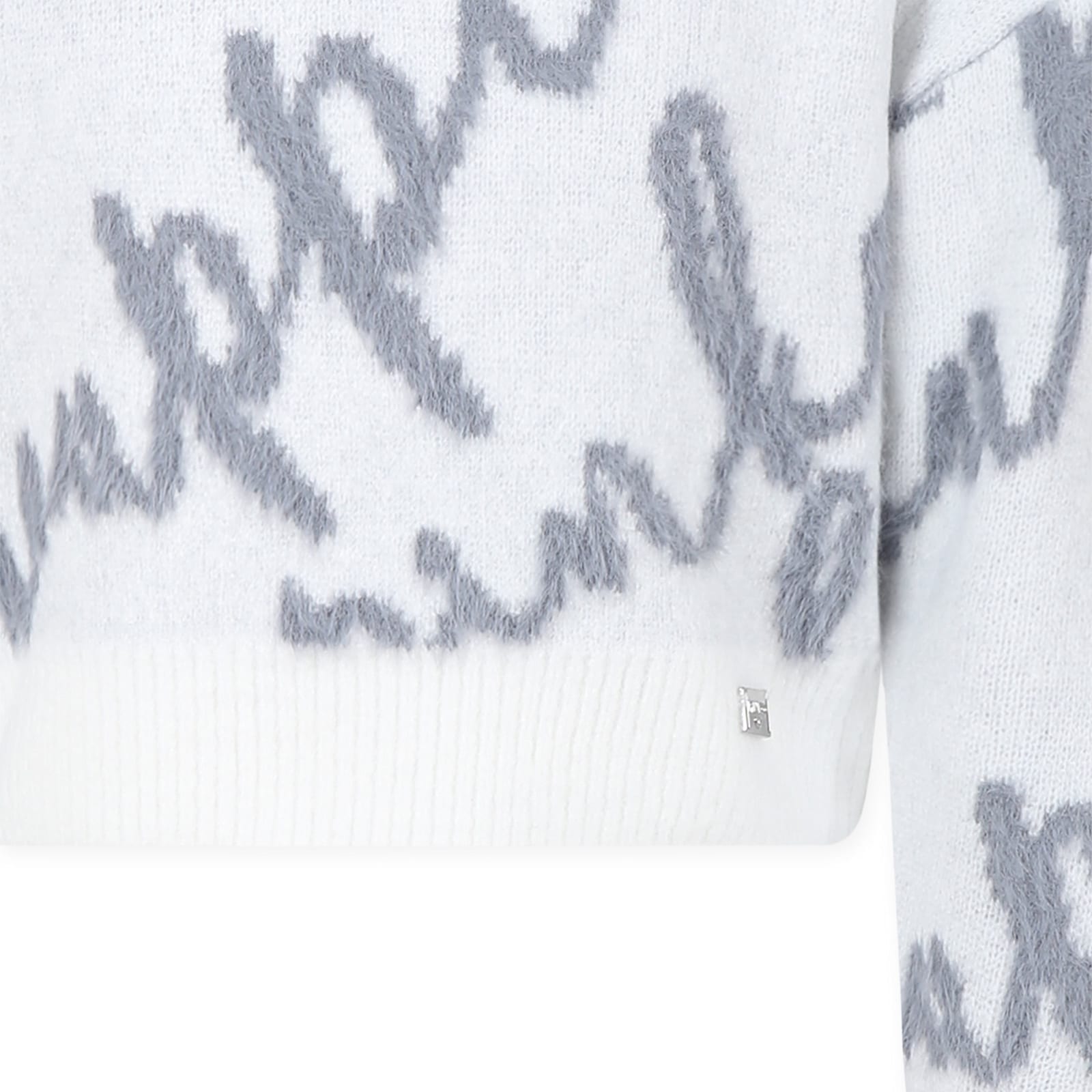 Pinko White Sweater For Girl With Writing In White