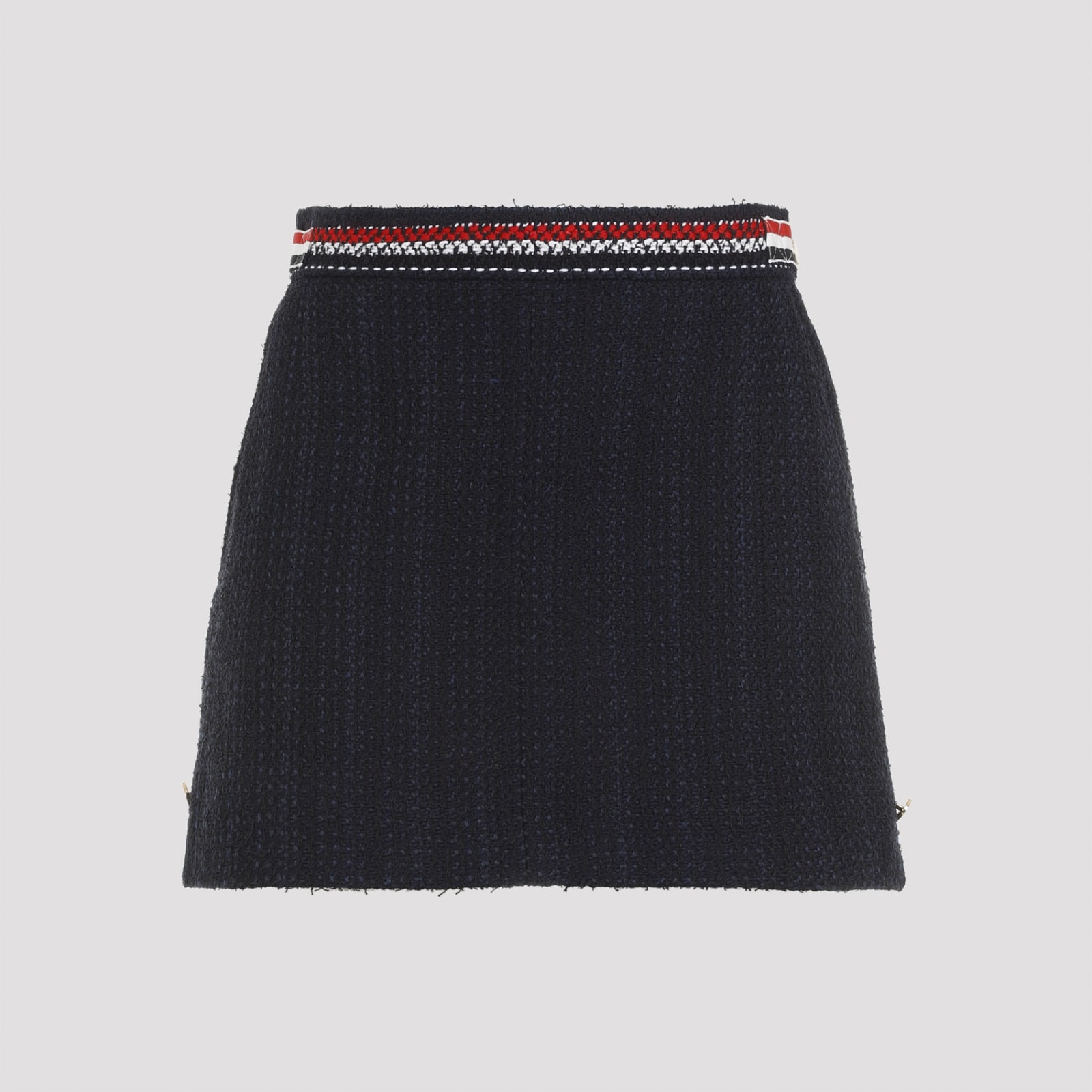 Shop Thom Browne Thigh Length Side Tab Skirt In Navy