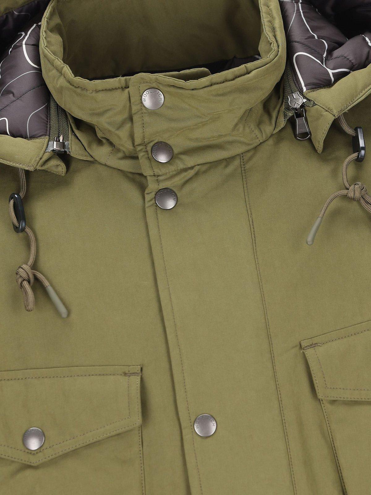 Woolrich Removable Hood Mountain Field Jacket In Green