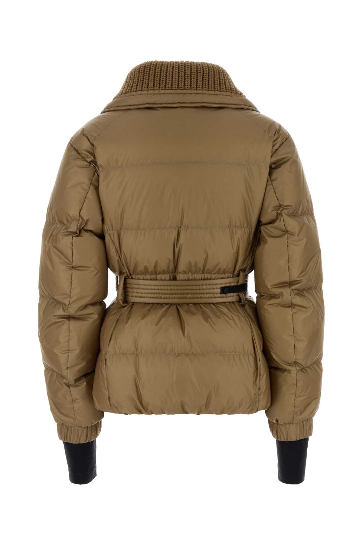 Moncler Biscuit Nylon Batailleuse Down Jacket In Brown