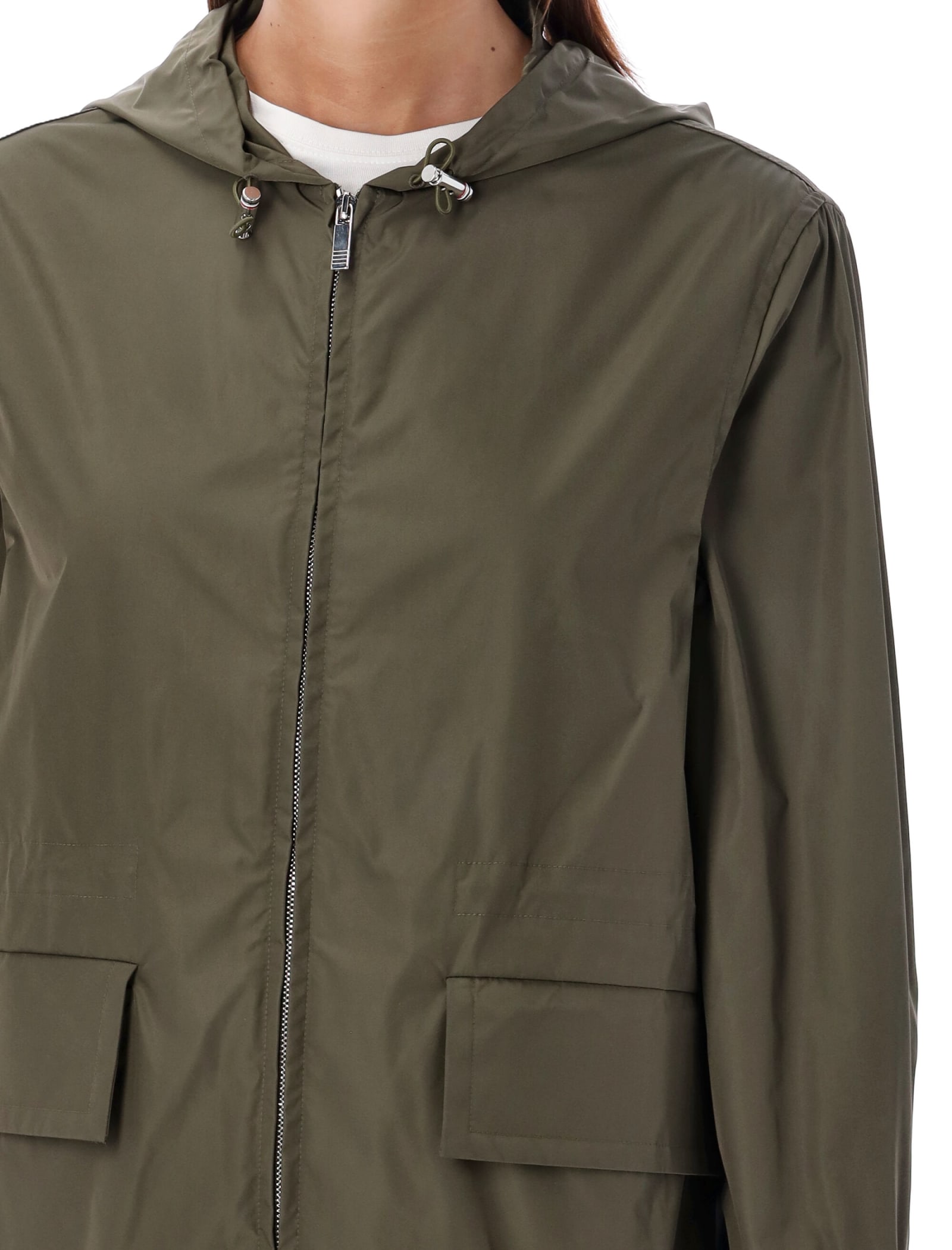 Shop Thom Browne Hooded Shirt Hem Parka In Dk Green