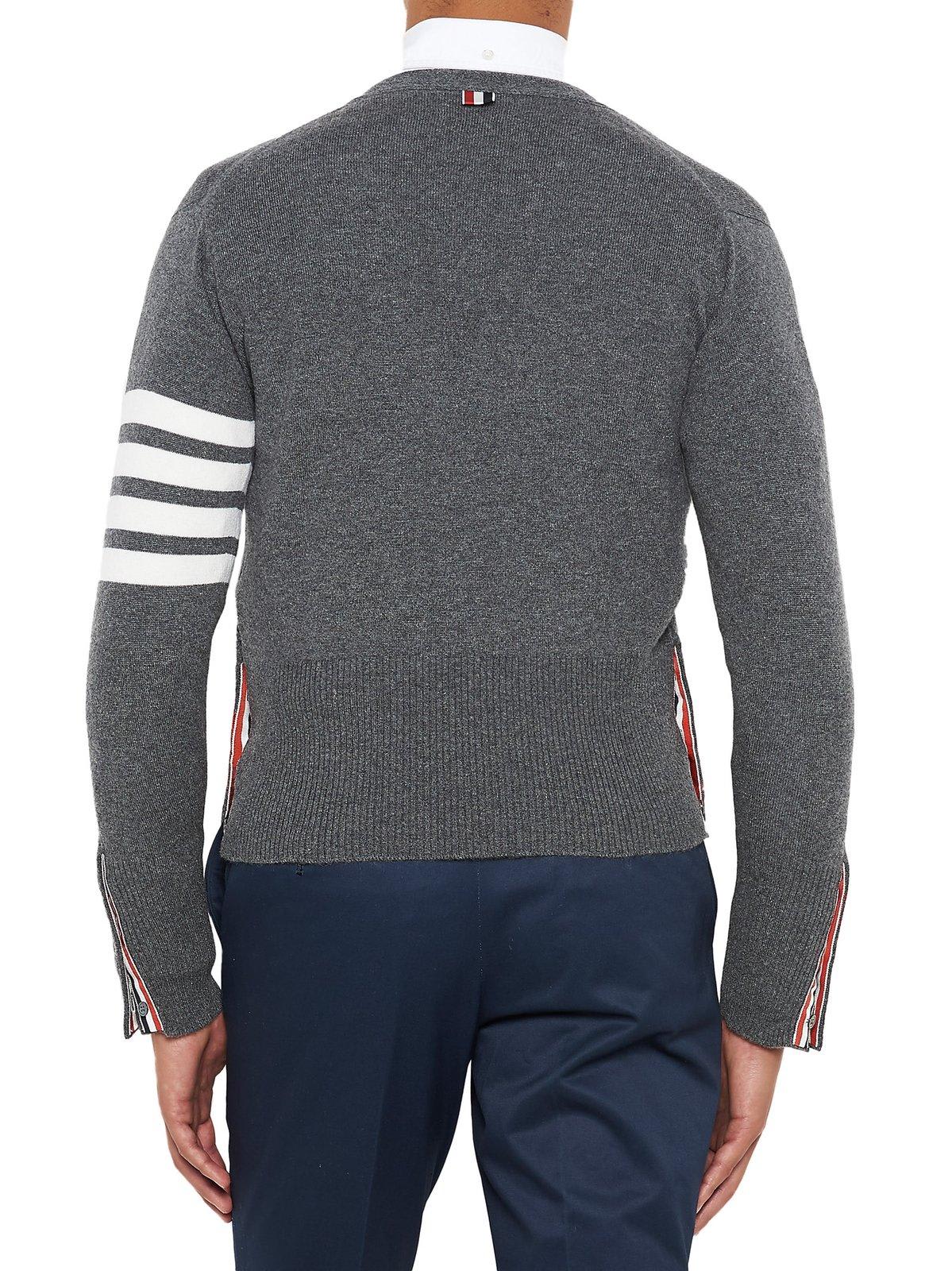 Shop Thom Browne V-neck Cardigan In Grey