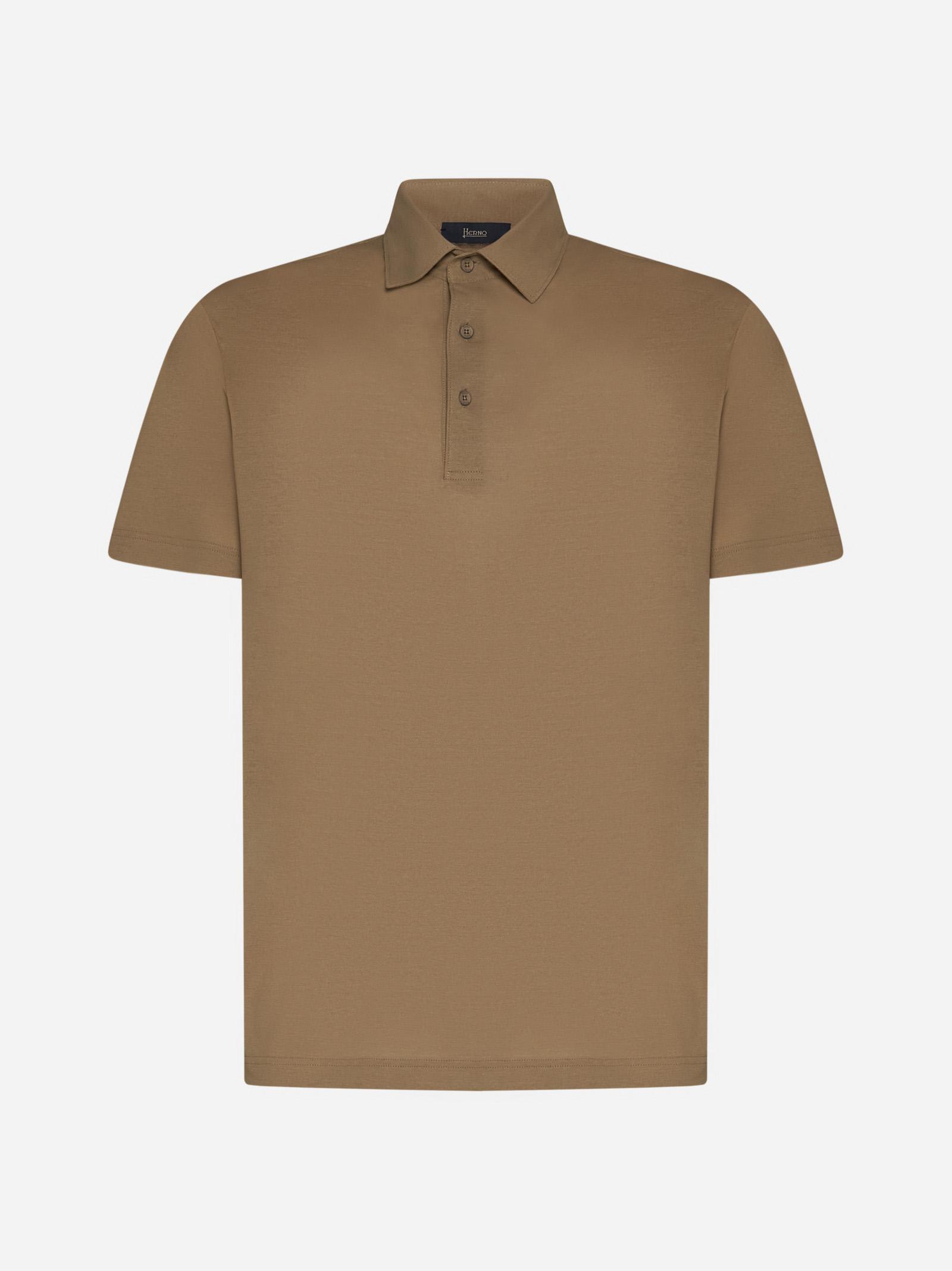 Shop Herno Cotton Polo Shirt In Sabbia