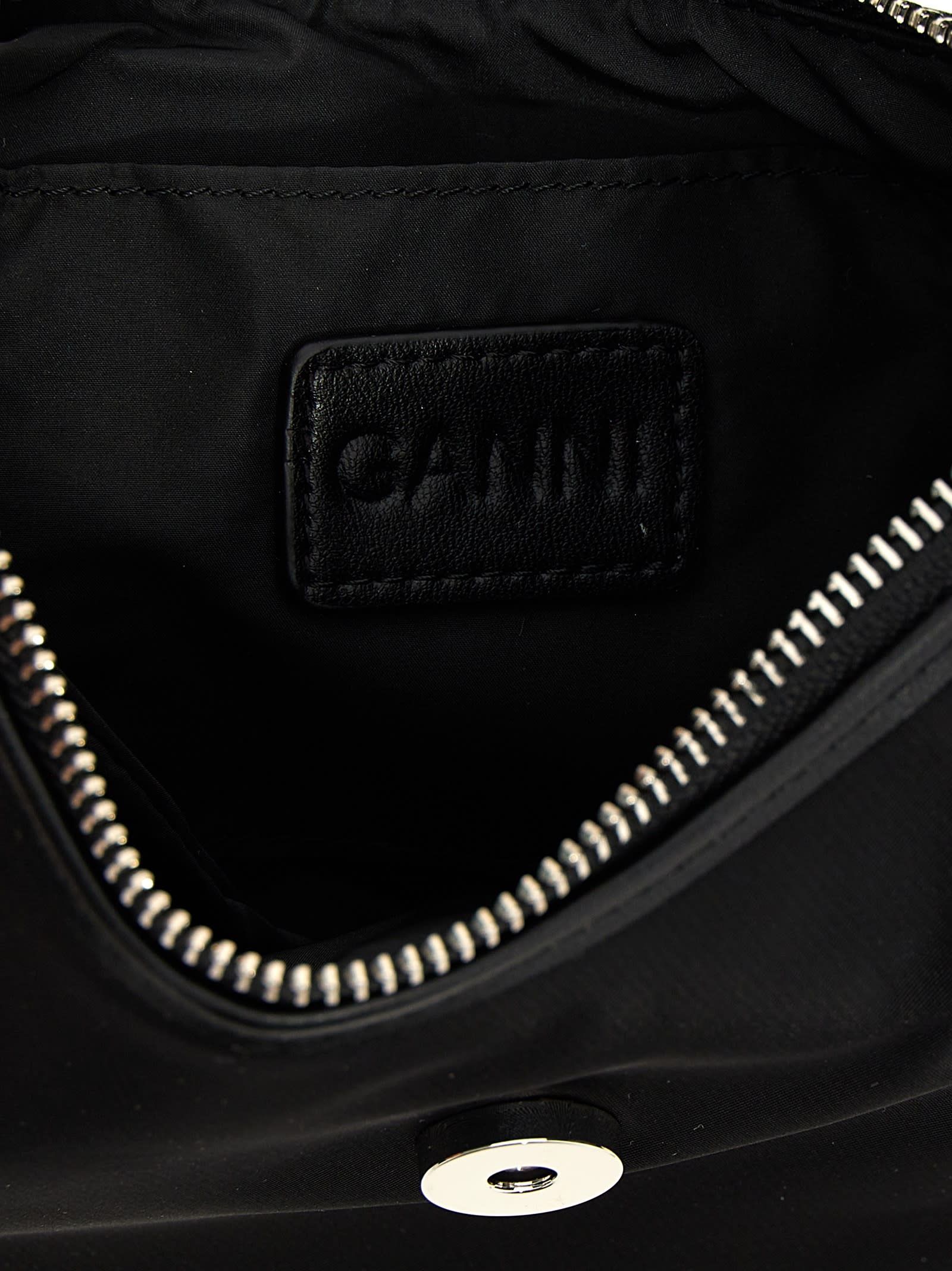 Ganni Bucky Small Nylon Crossbody Bag In Nero