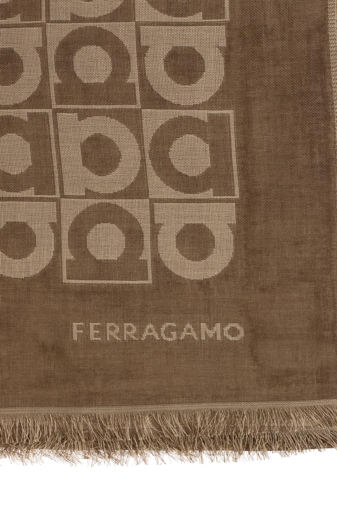 Ferragamo Scarf With Monogram In Brown