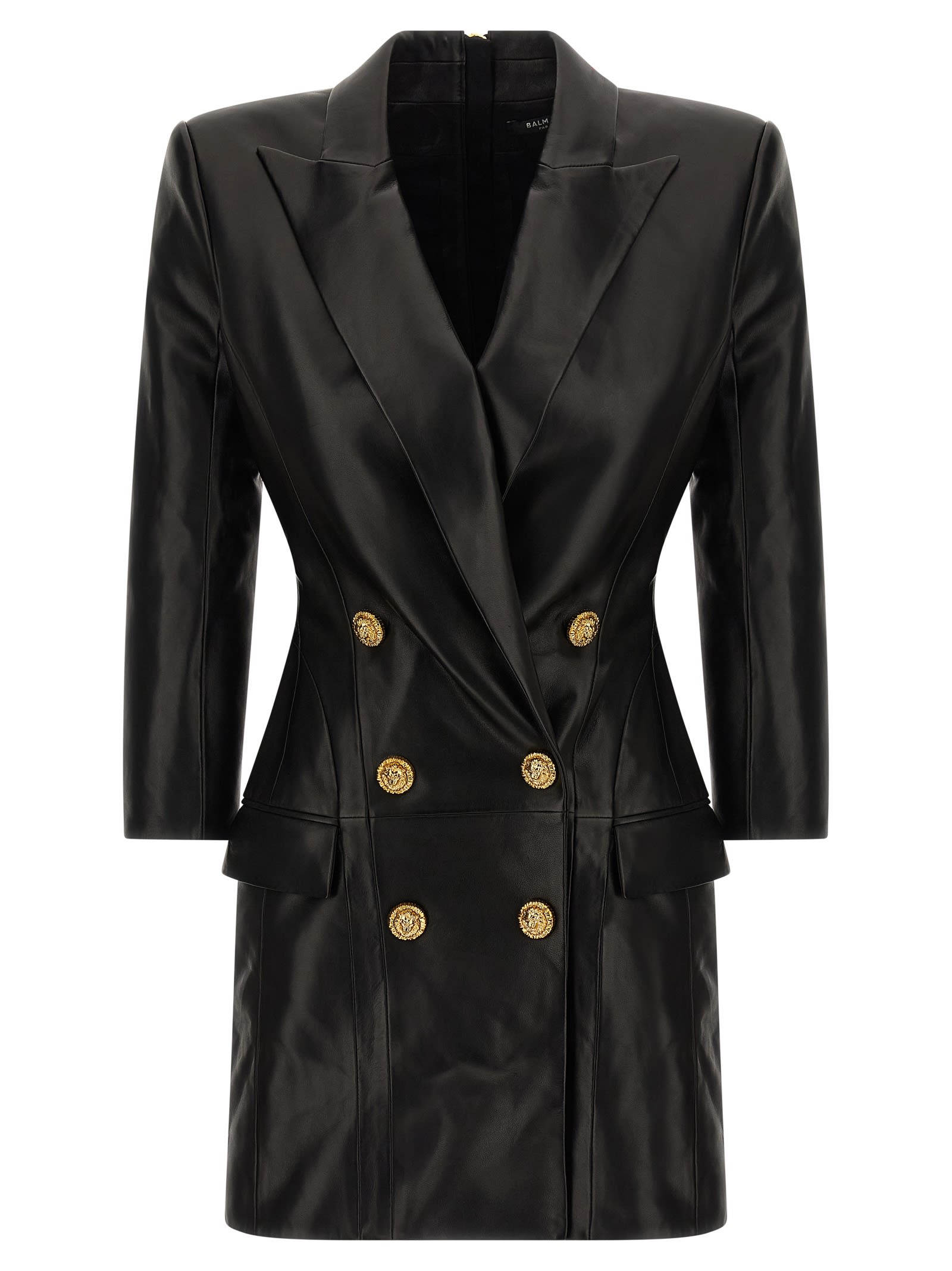 Balmain Tailored Double-breasted Blazer Style Dress In Black