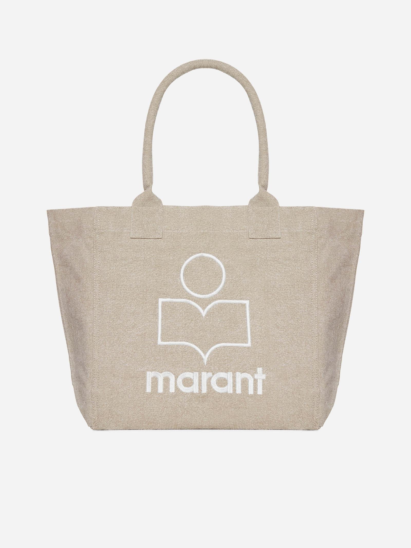 Isabel Marant Yenky Cotton Small Tote Bag In Beige