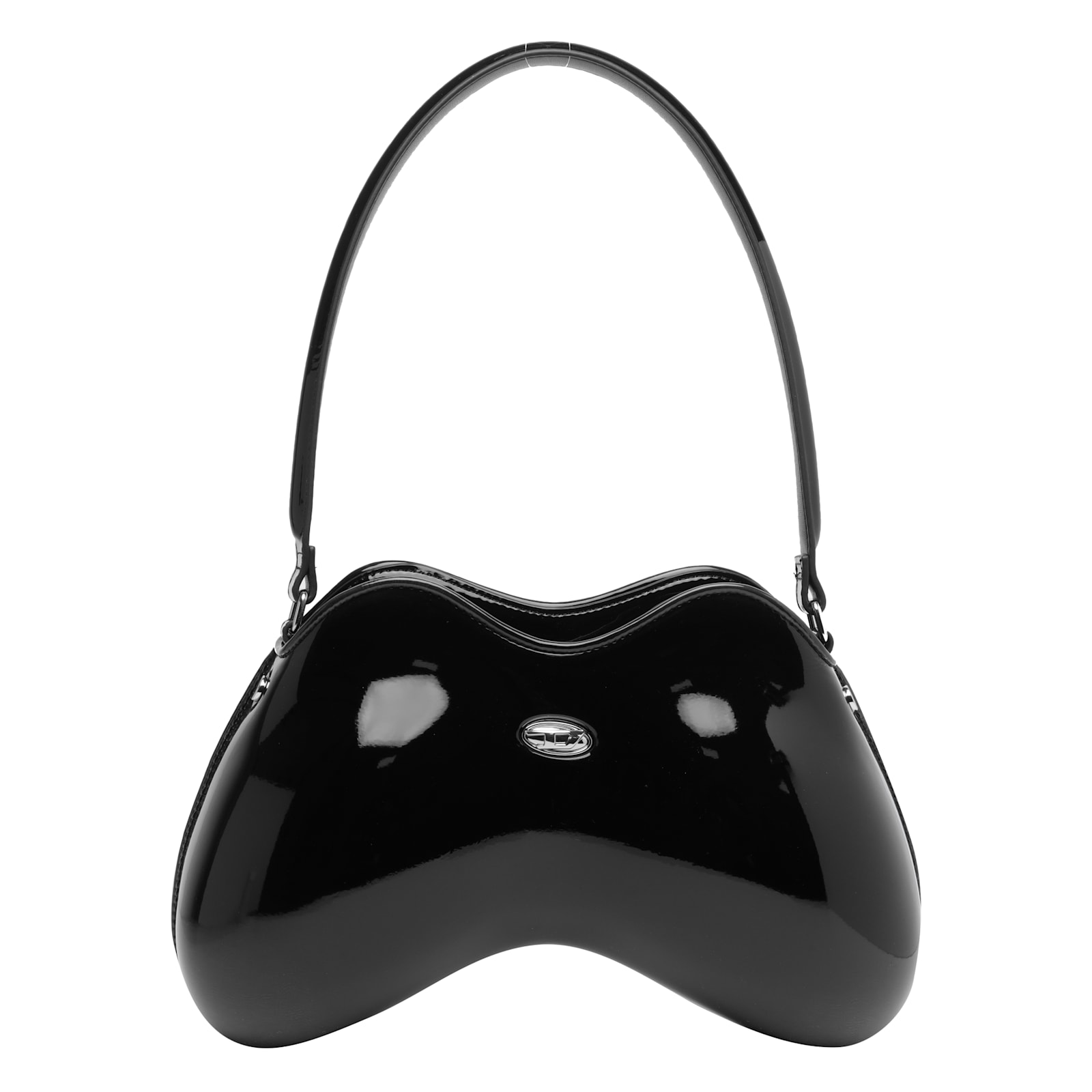 Diesel Double-d Bag In Black Patent Leather In Brown
