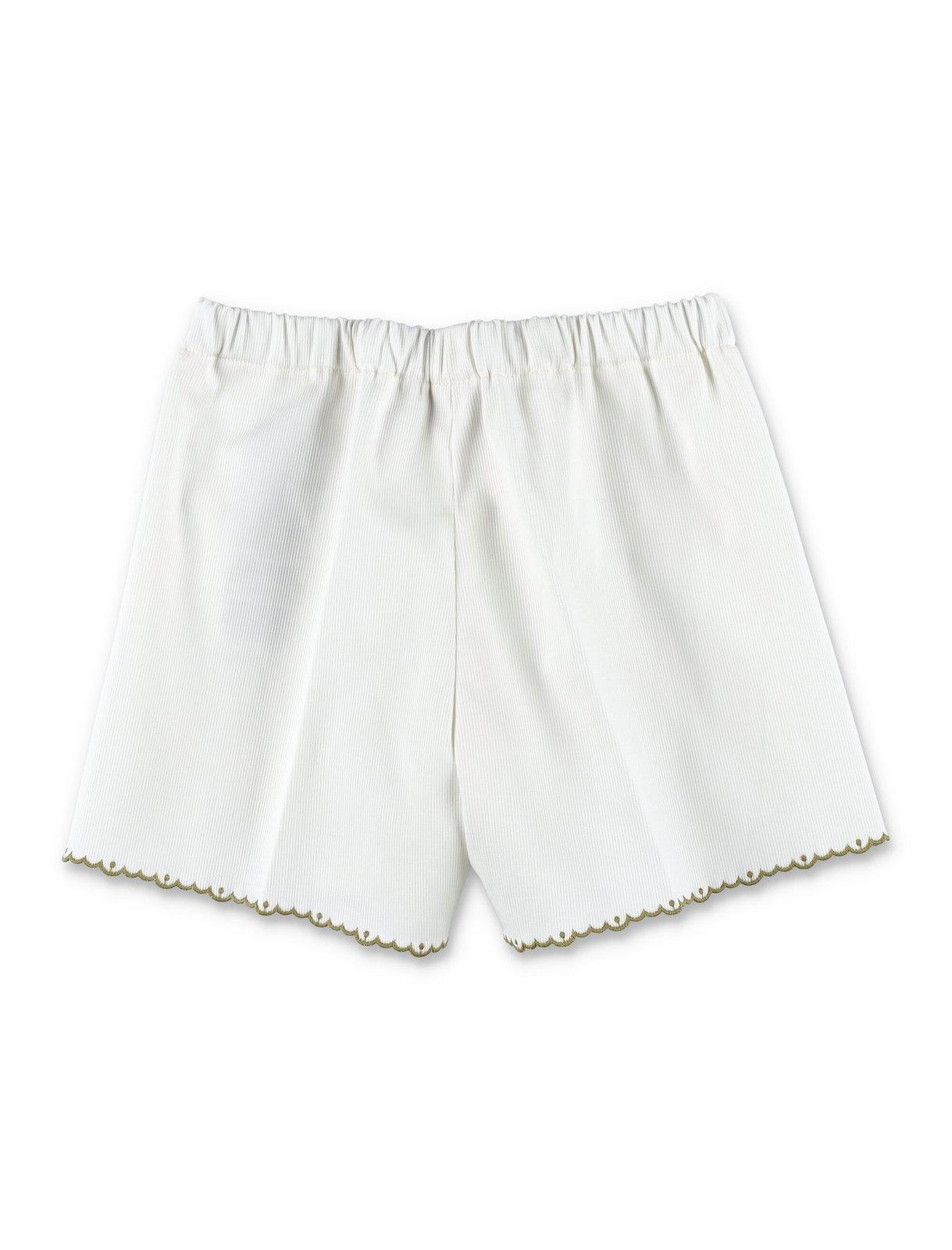 Shop Gucci Logo Embroidered Bermuda Shorts In Soft White