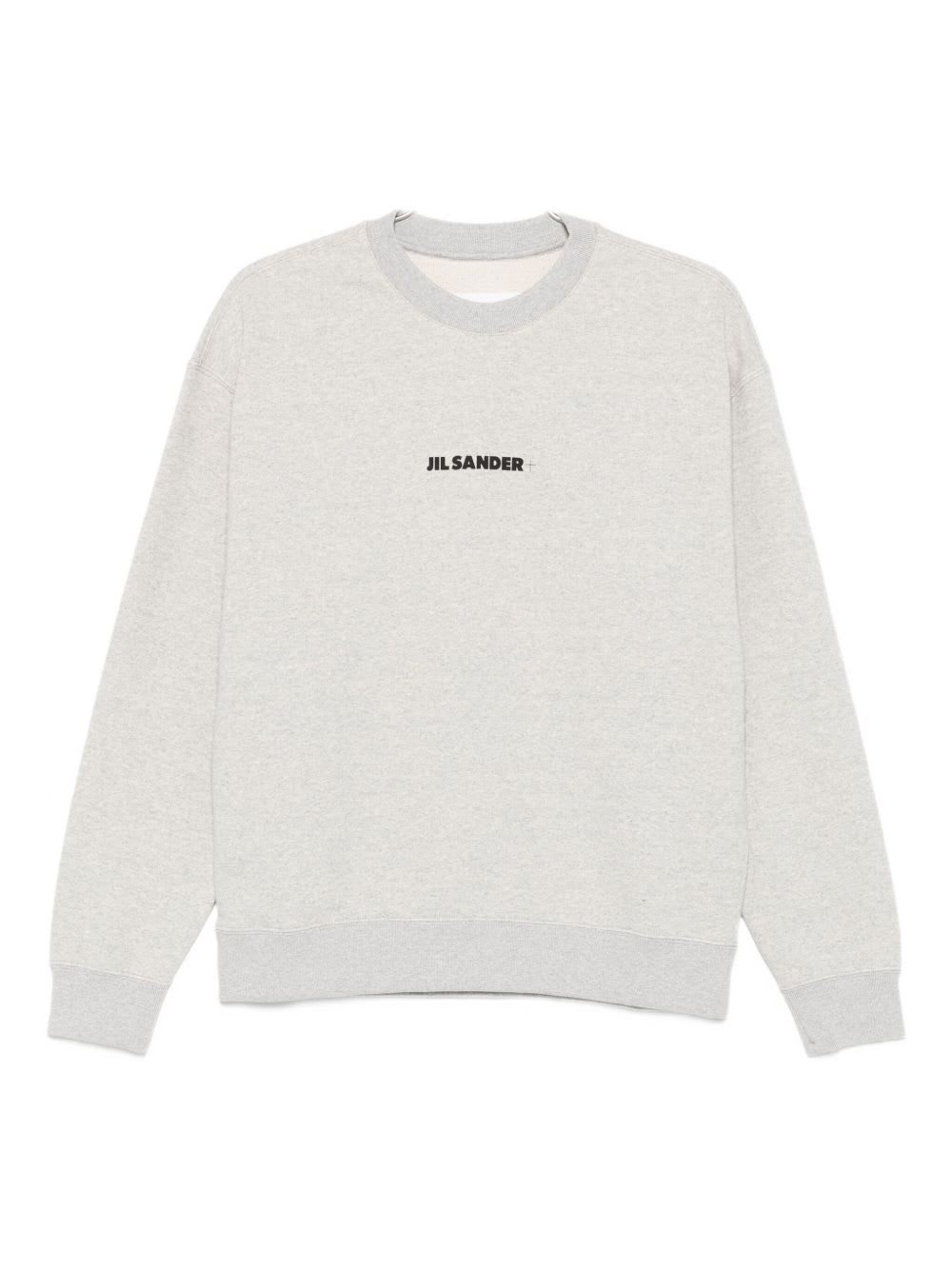 Jil Sander Grey Logo-embroidered Cotton Sweatshirt In Neutral