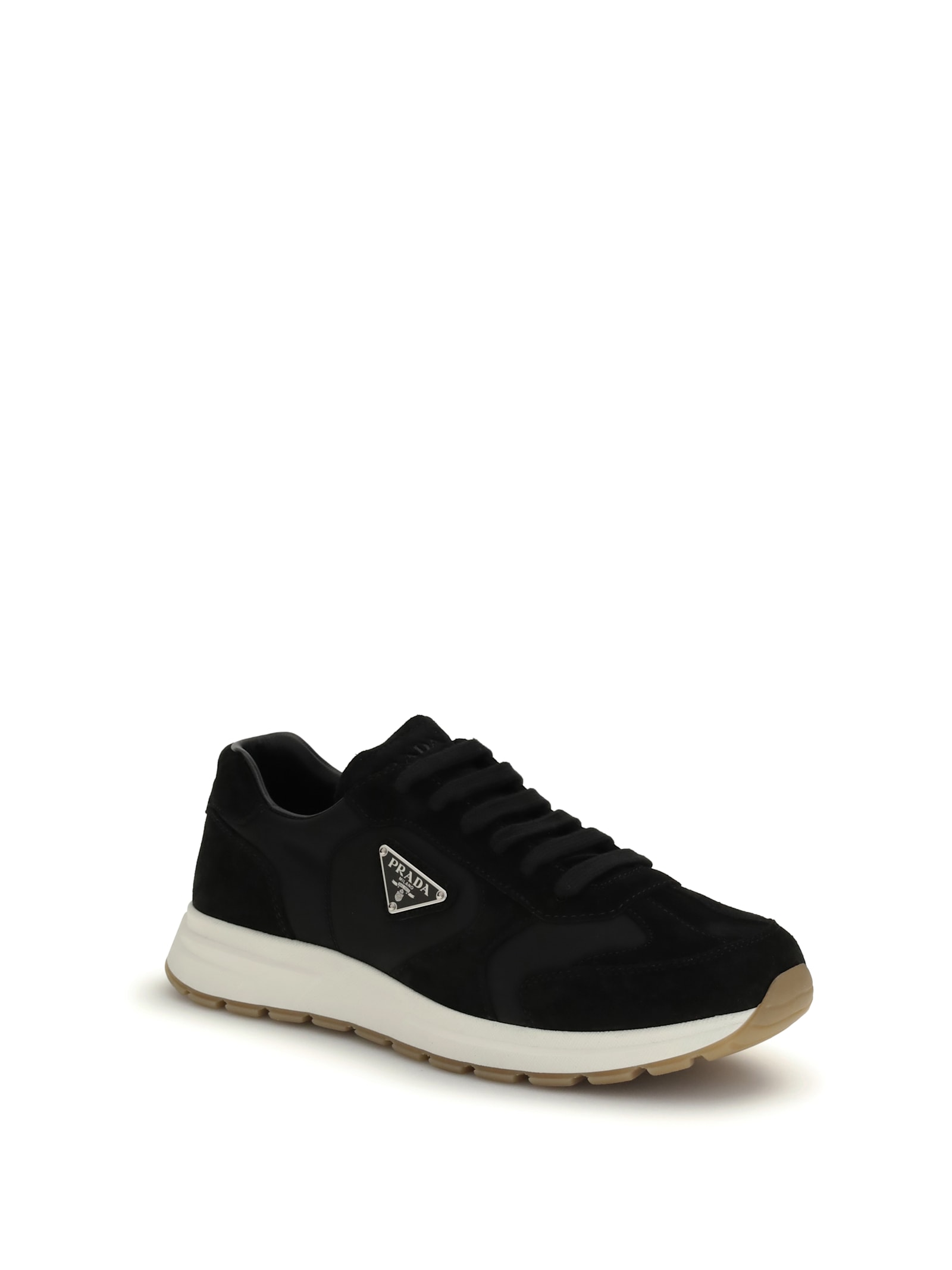 Prada Prax Suede And Re-nylon Sneakers In Black