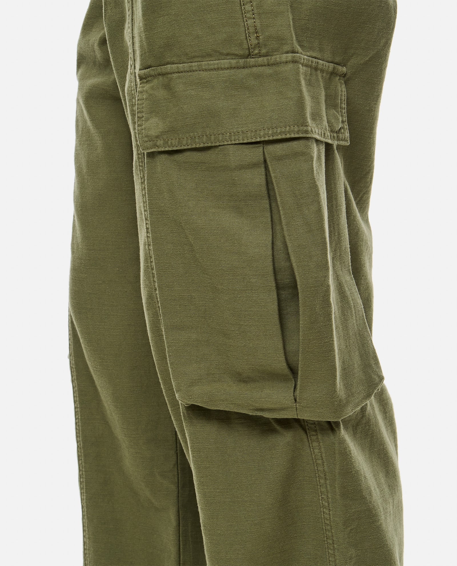 Shop Frame Wide Leg Cargo Denim Pants In Green