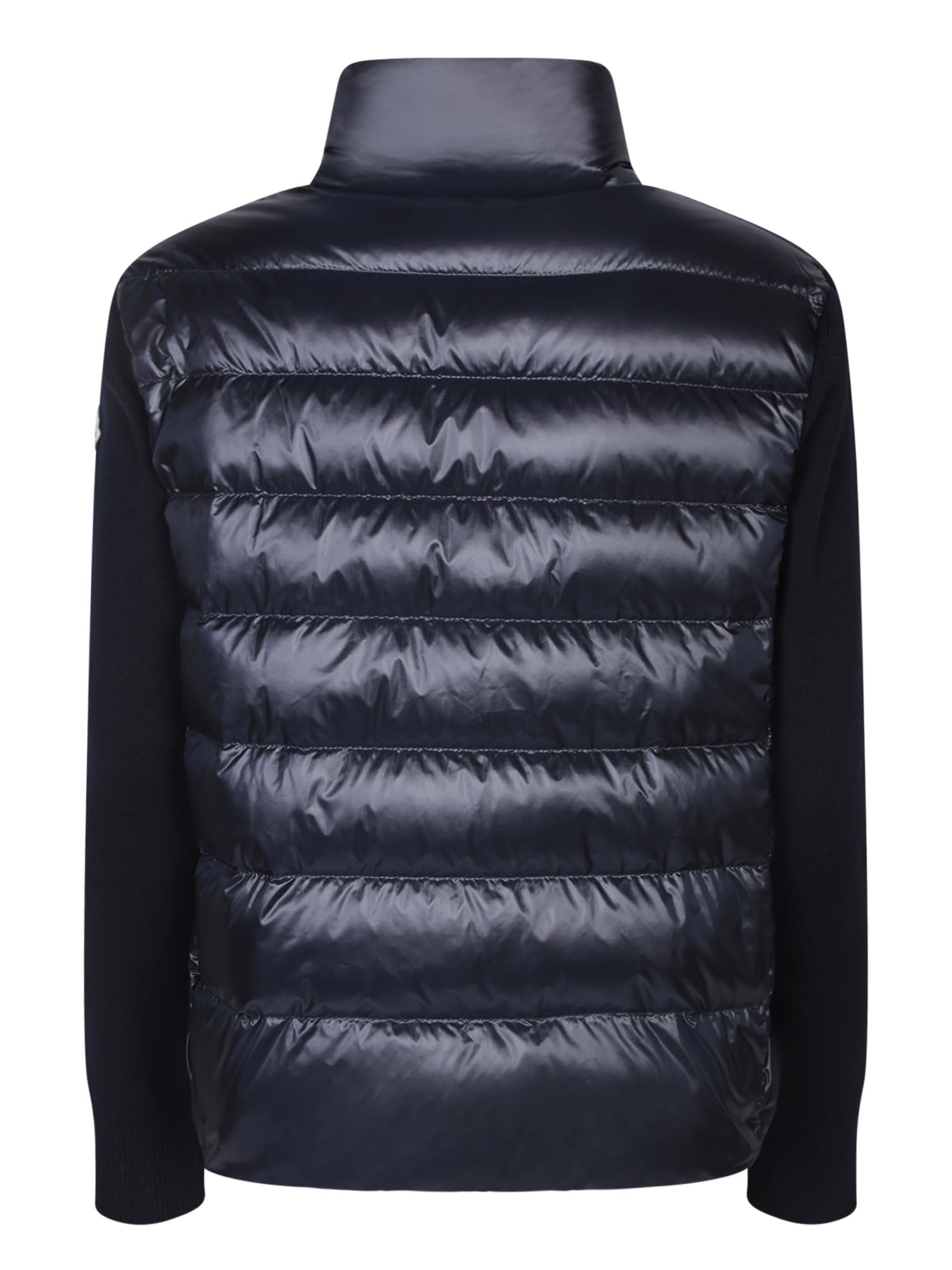 Shop Moncler Blue Padded Cardigan