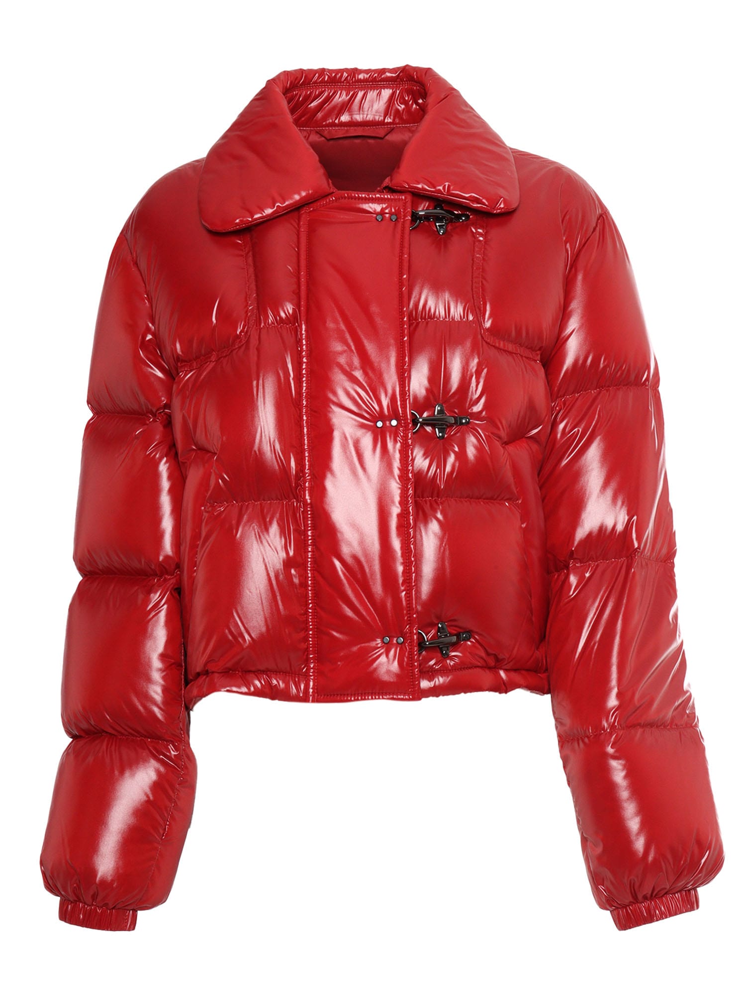 Shop Fay 3 Hooks Cropped Down Jacket In Red