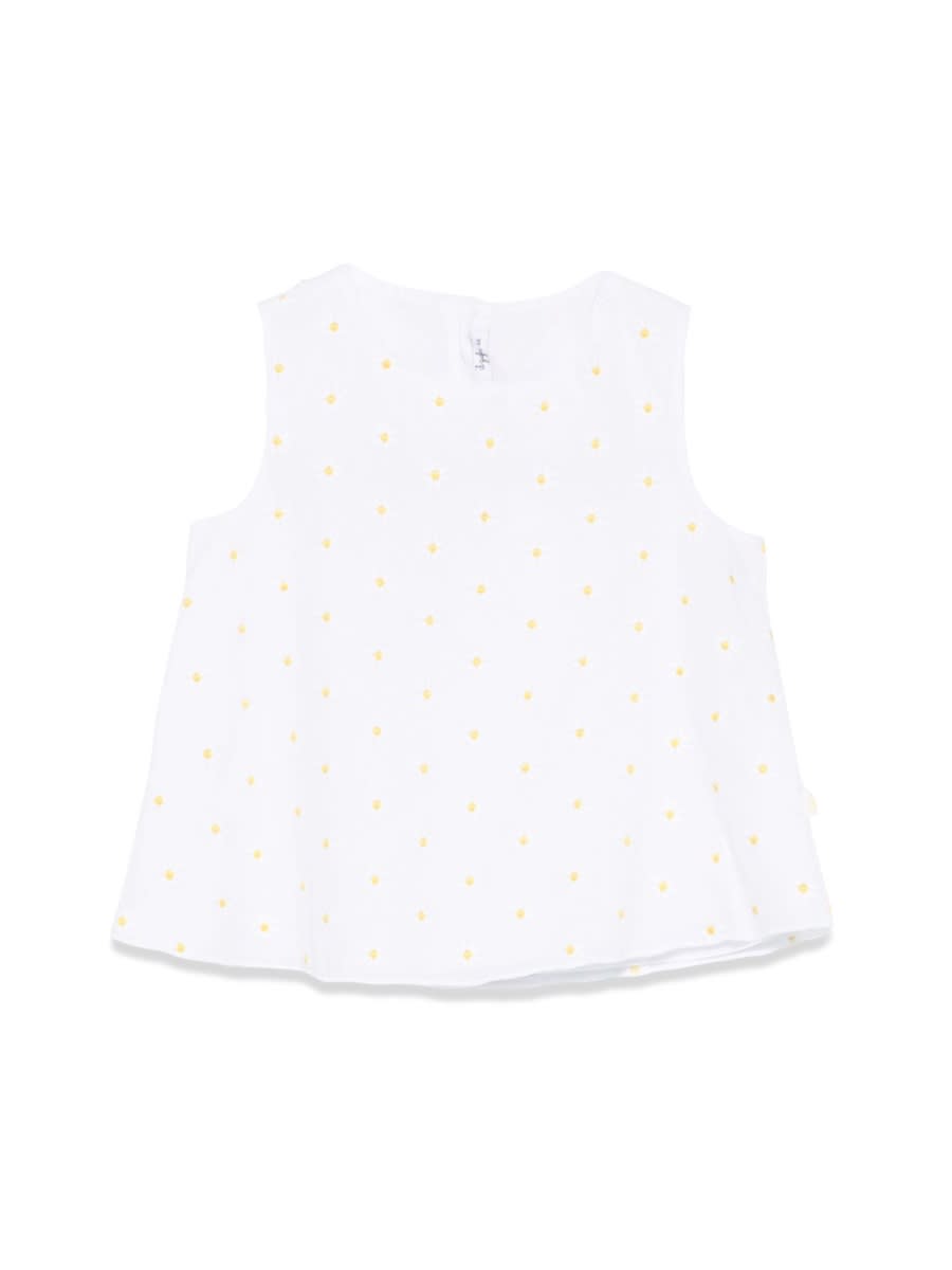 Il Gufo Embroidered Daisy Top In White