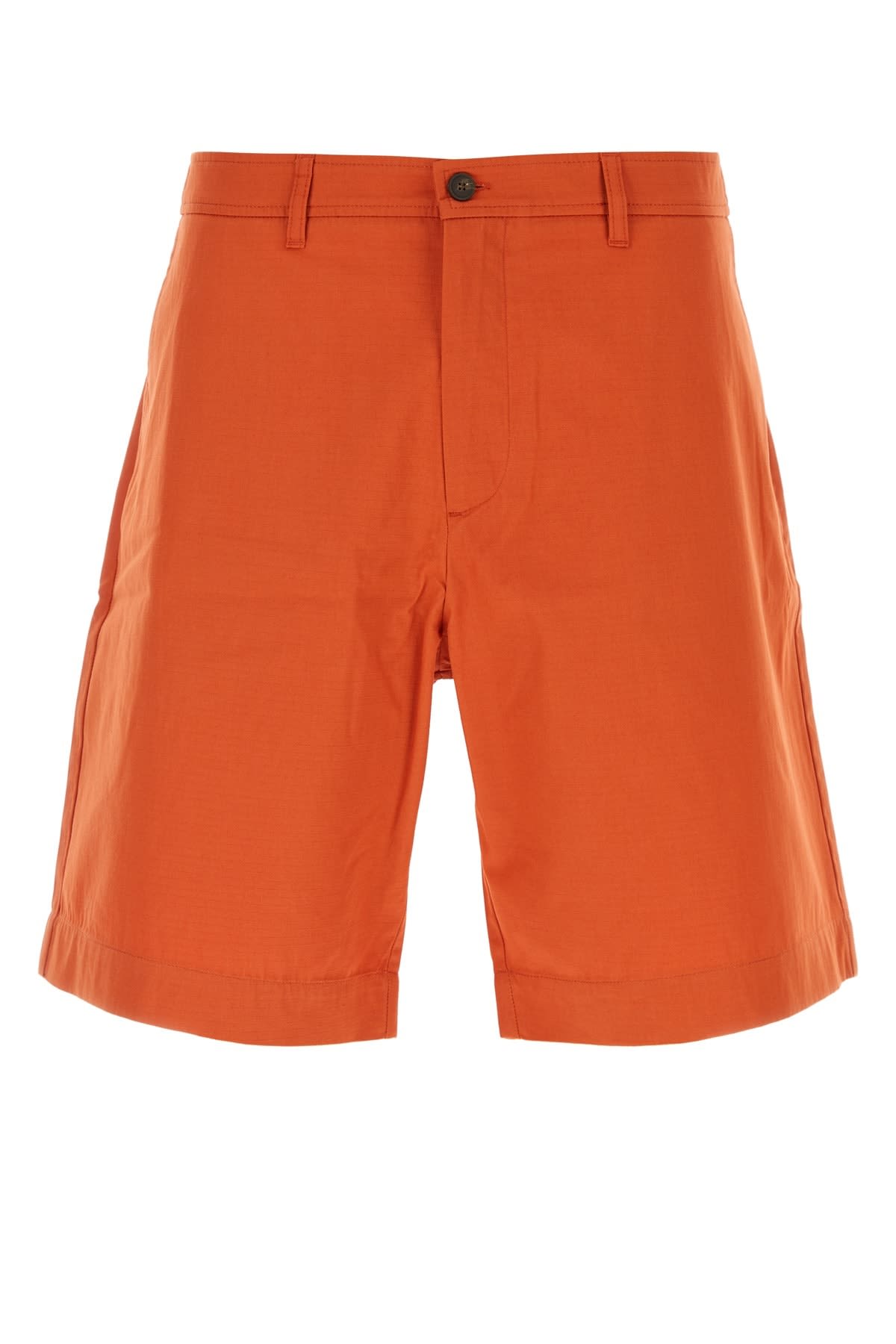 Shop Maison Kitsuné Dark Orange Cotton Bermuda Shorts In Paprika