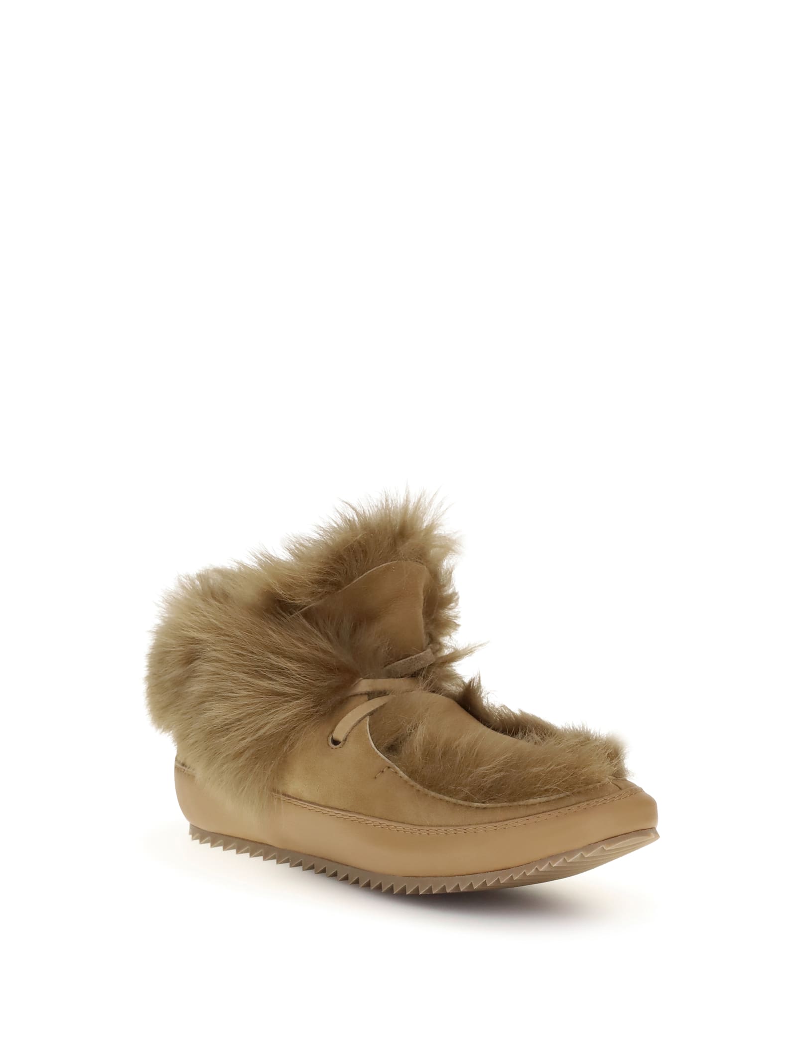 Pedro Garcia Jadine Fur-lined Mixed Leather Moccasins In Brown