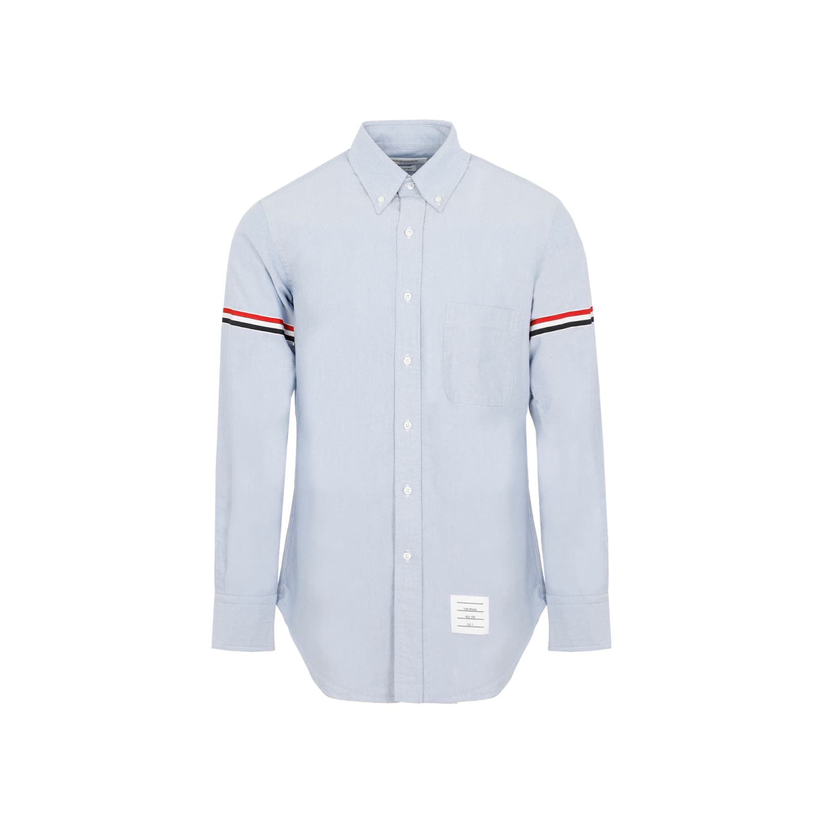 Shop Thom Browne Grosgrain Arm Band Oxford Shirt In Light Blue