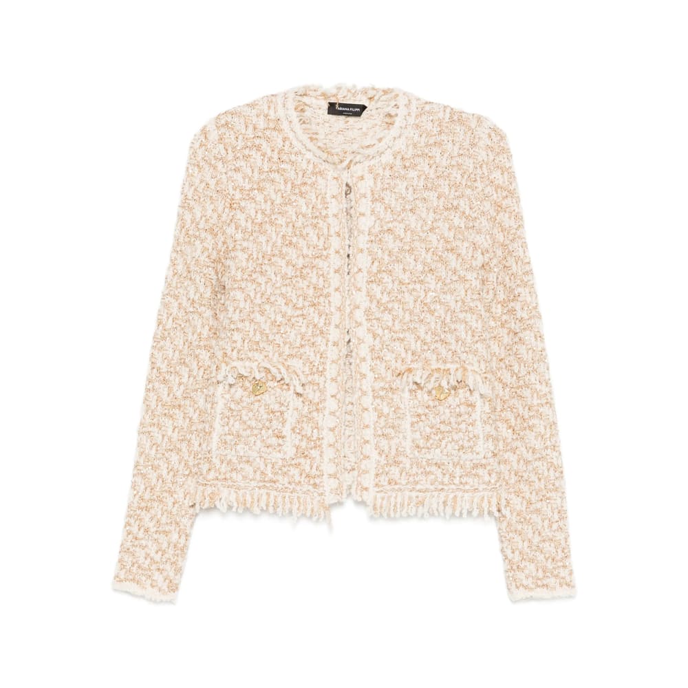 Fabiana Filippi Bicolor Tweed Boucle Jacket In Neutral