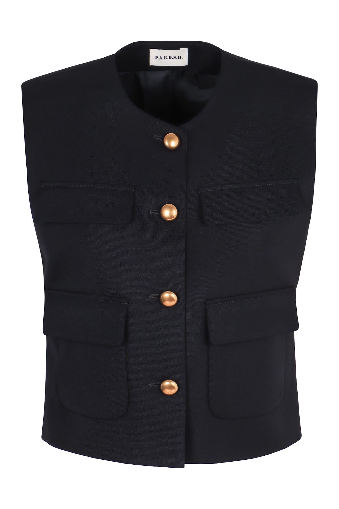 P.a.r.o.s.h Structured Sleeveless Gilet With Three-button Closure In Black