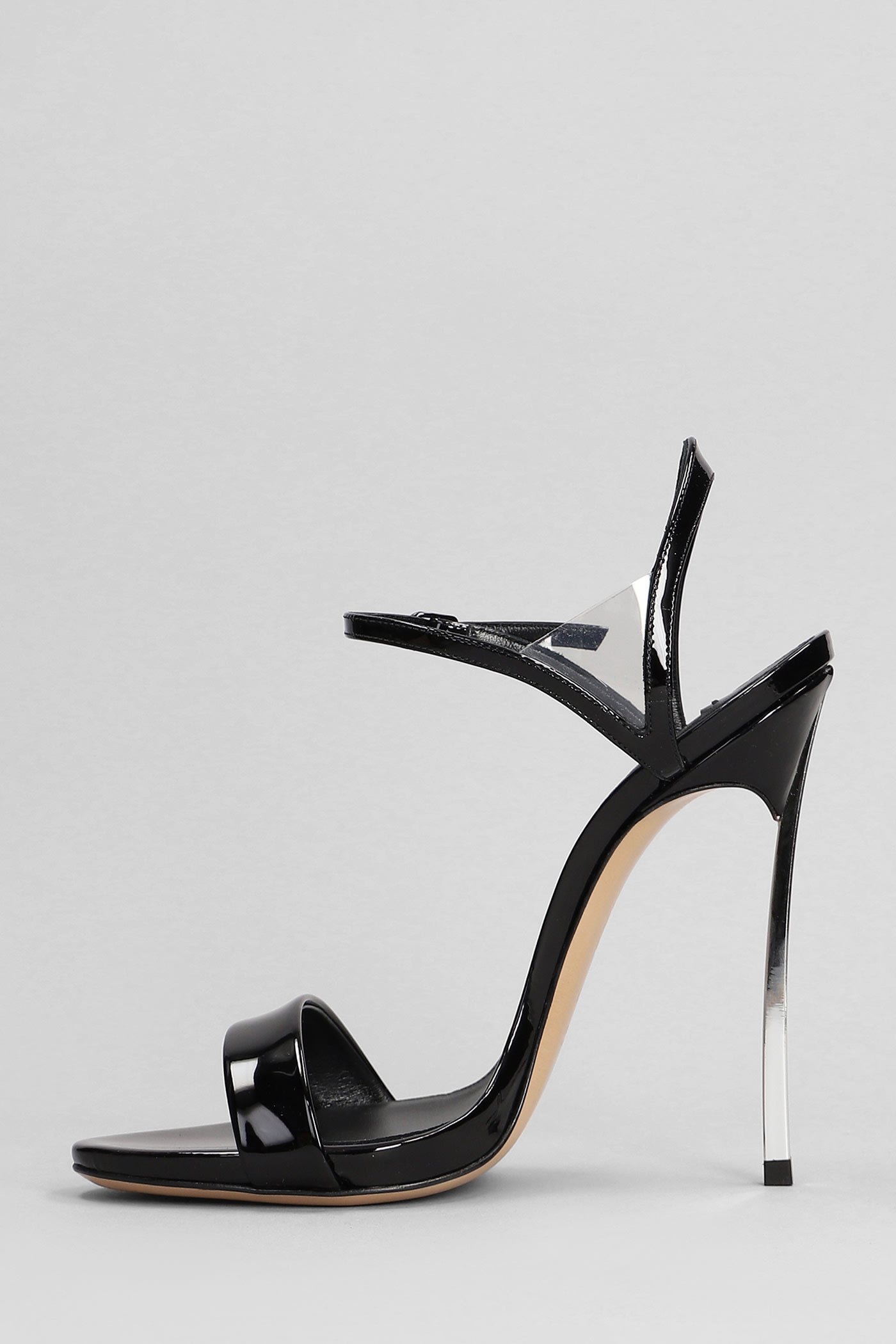 Shop Casadei Blade Sandals In Black Patent Leather