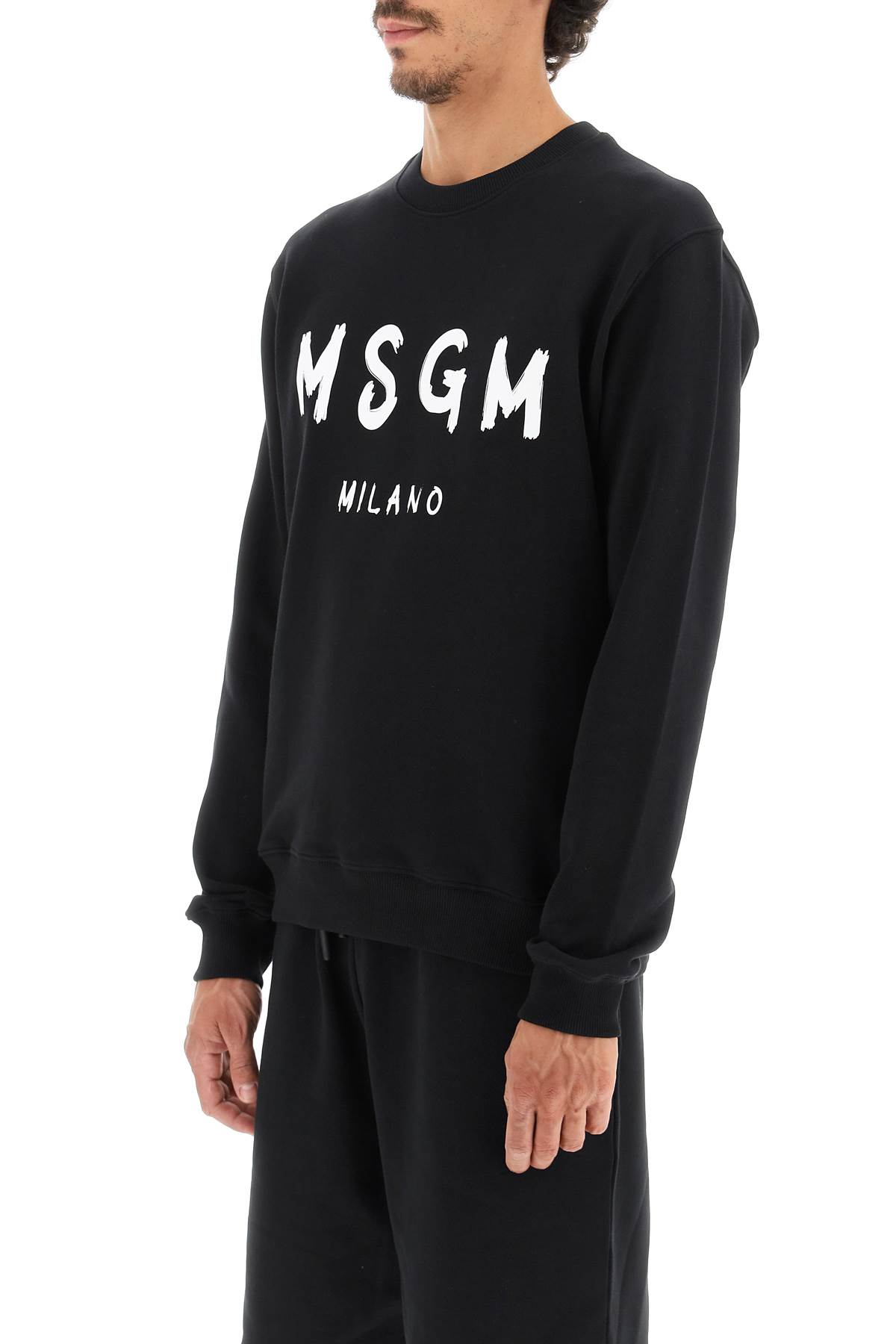 Shop Msgm Brushed Logo Sweatshirt In Black