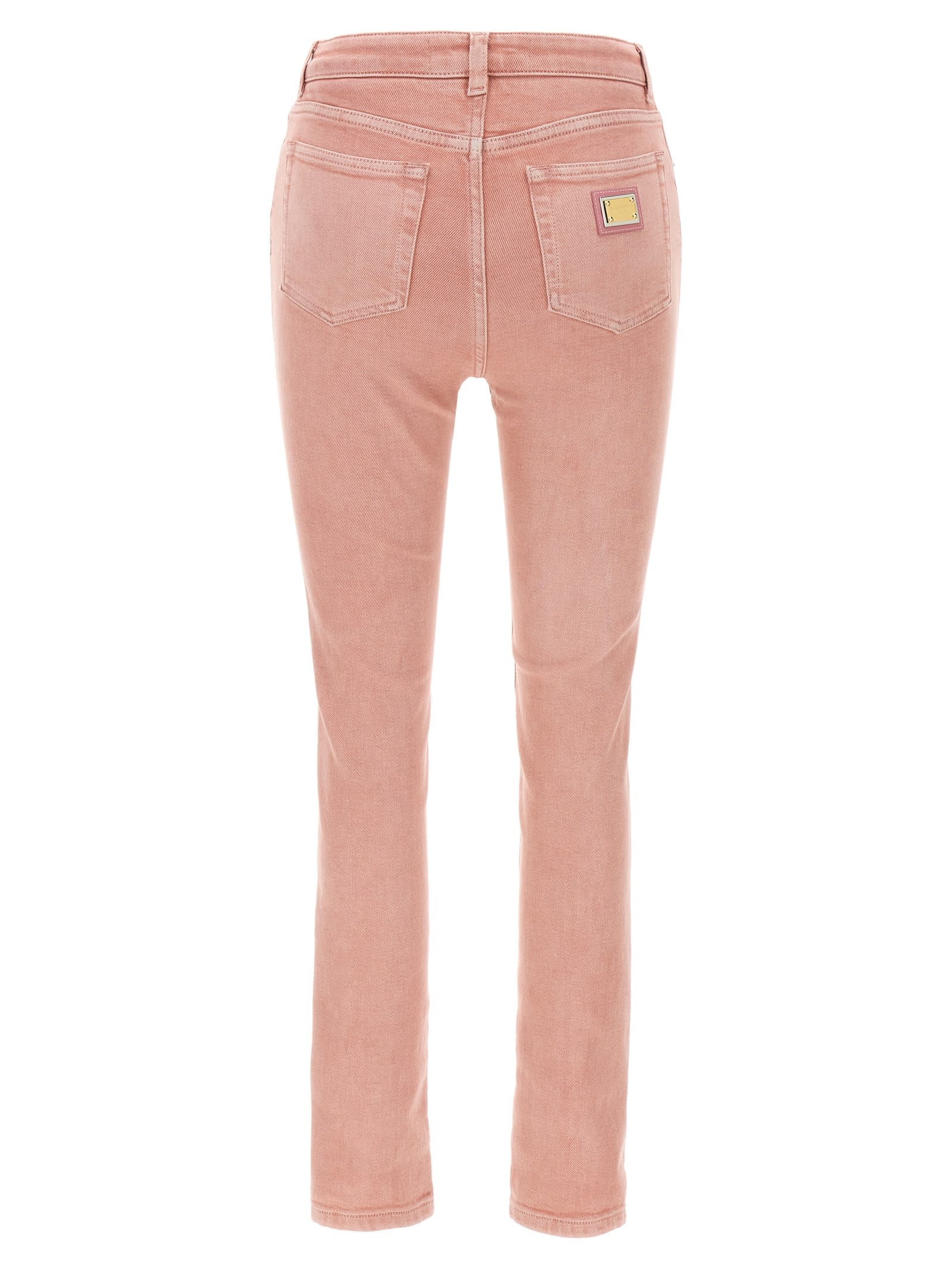 Dolce & Gabbana Artisanal Stretch Denim High-waist Jeans In Pink