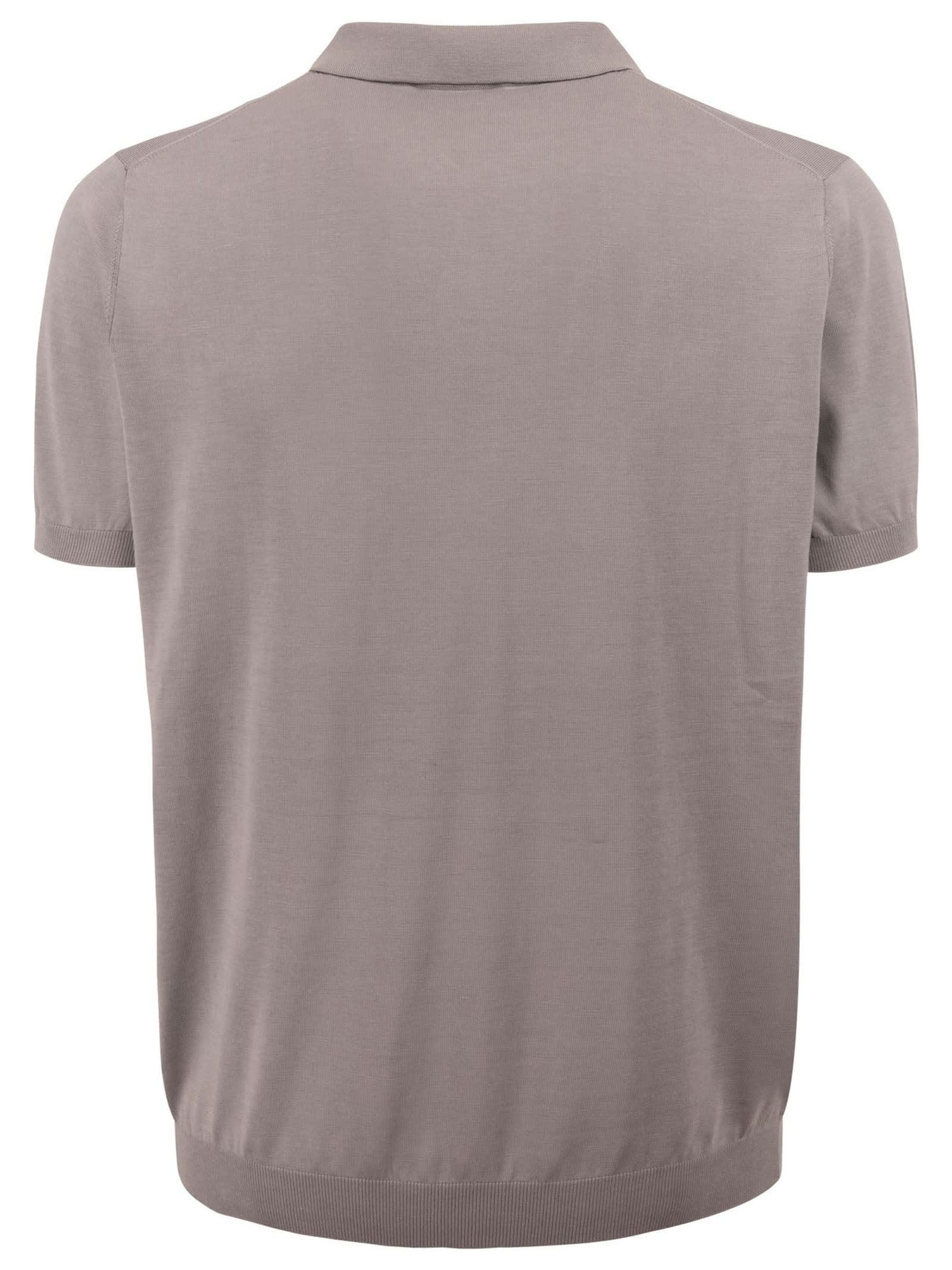 Shop Kangra Grey Silk And Cotton Shaved Polo Shirt