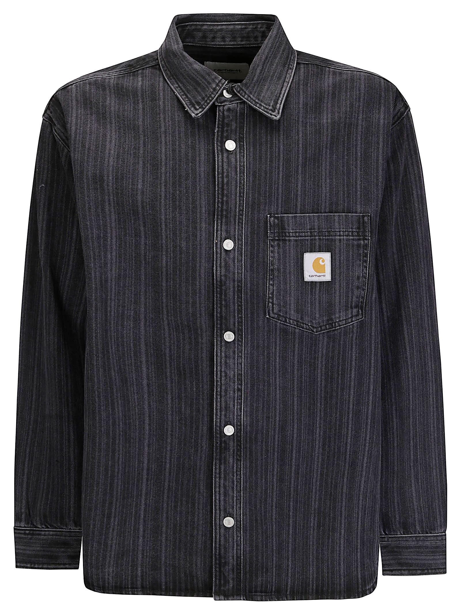 Carhartt Work In Progress Rylan Stripe Cotton Denim Button-up Shirt Jacket In Black