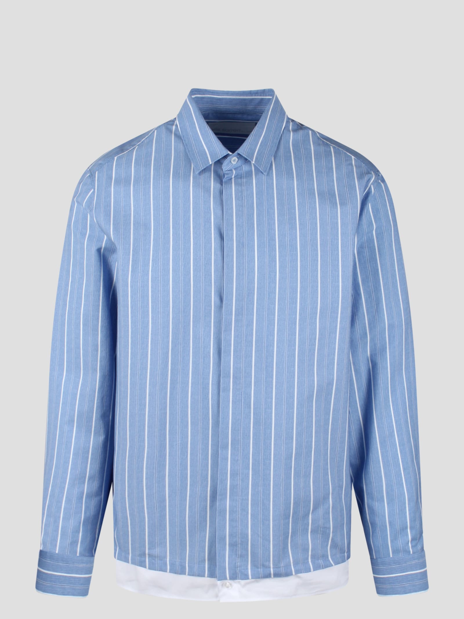 Shop Neil Barrett Loose Double Layer Long Sleeve Shirt In Blue