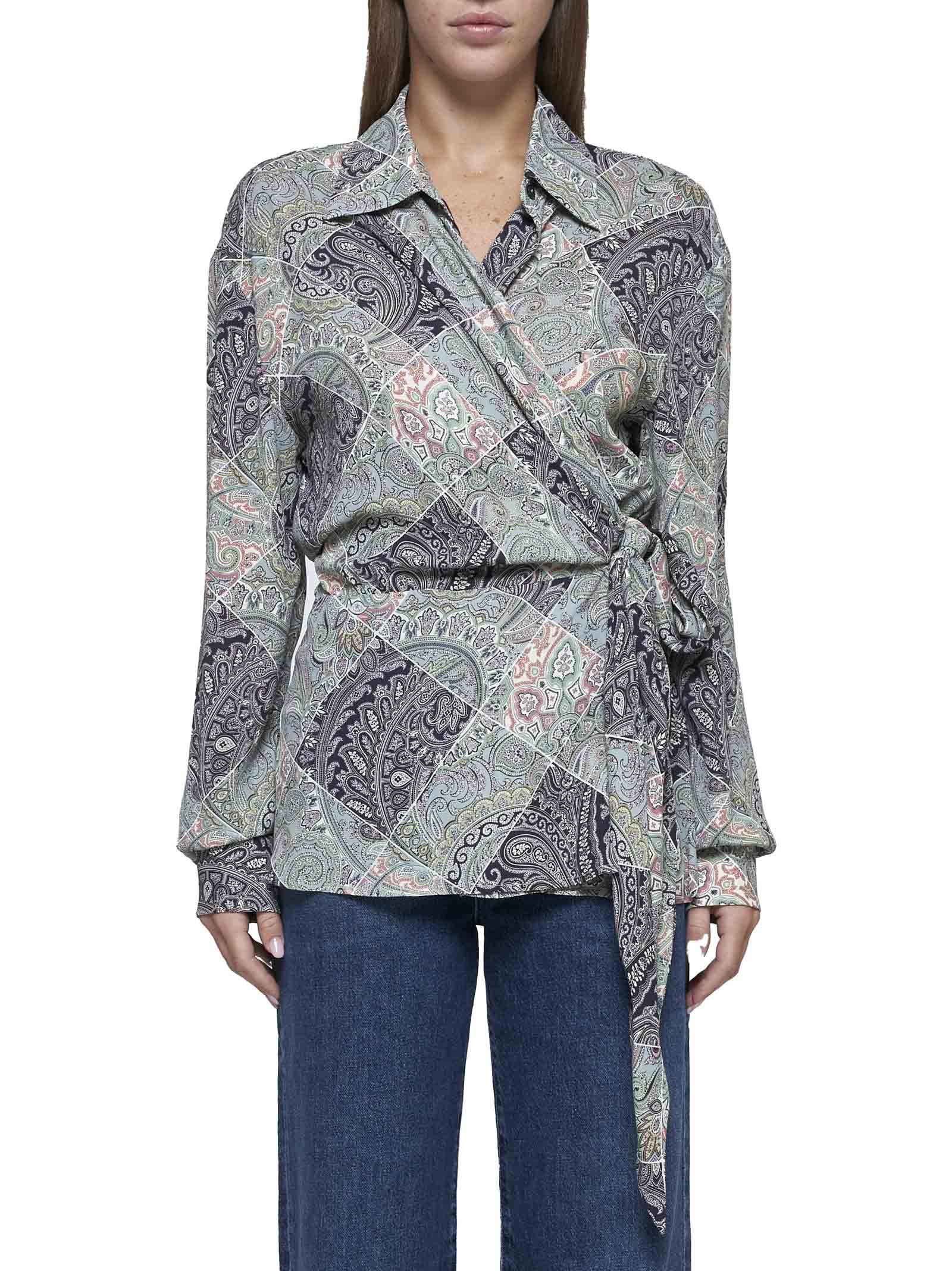 Shop Etro Shirt In Stampa F.do Bianco