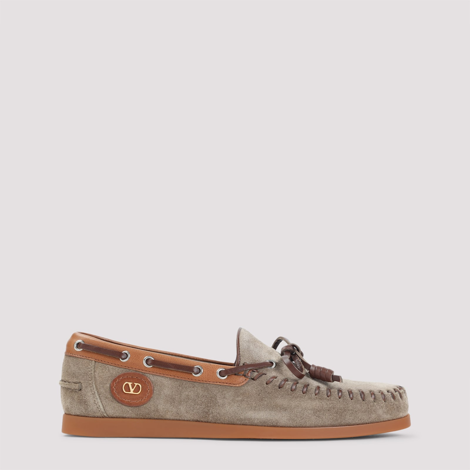 Valentino Palm Avenue Suede And Leather Loafers In Brown
