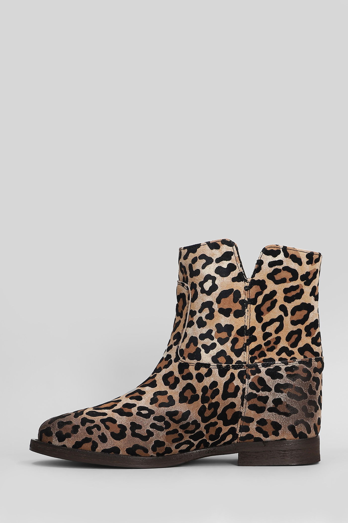 Via Roma 15 Ankle Boots Inside Wedge In Animalier Suede In Red