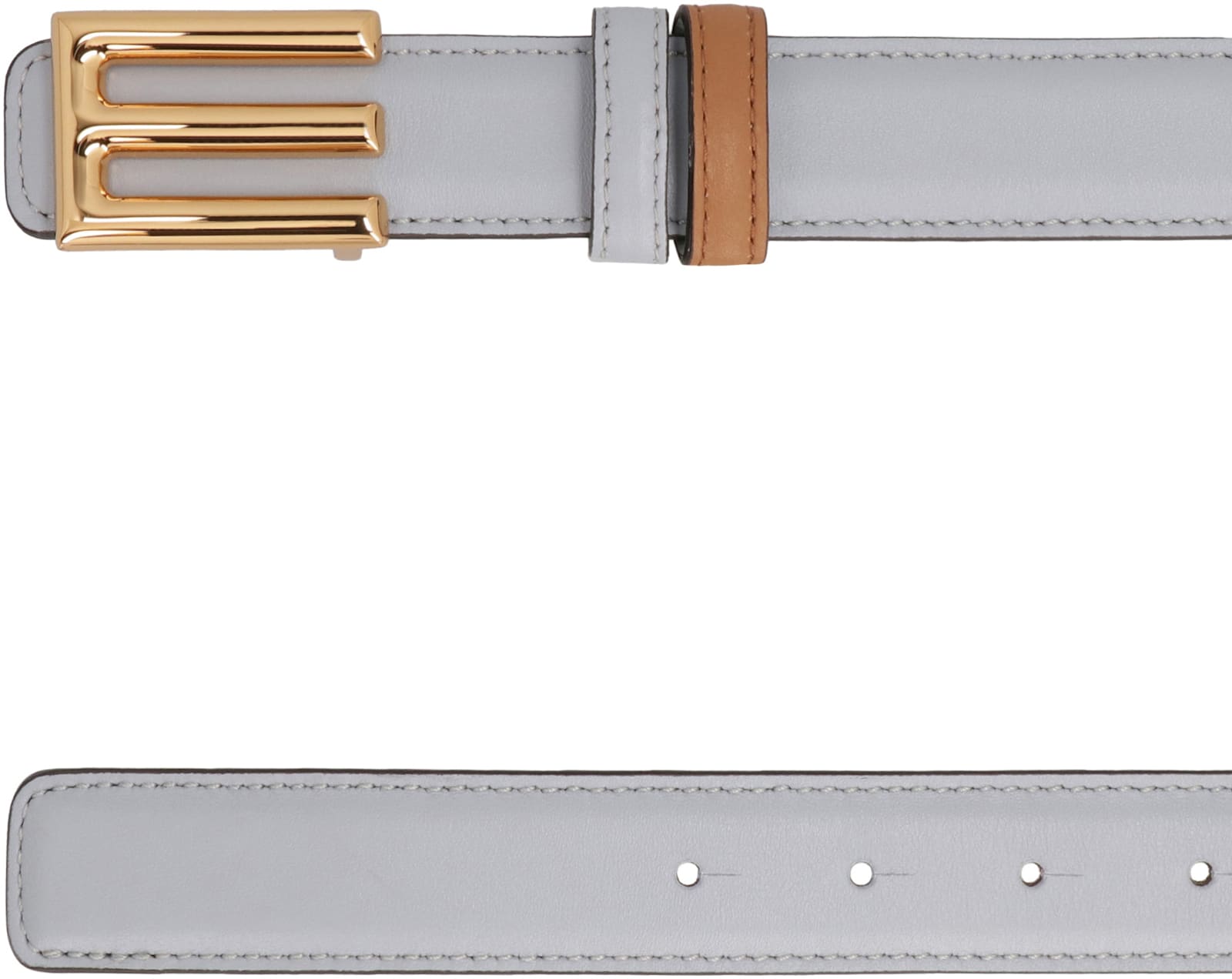 Shop Etro Reversible Leather Belt In Light Blue