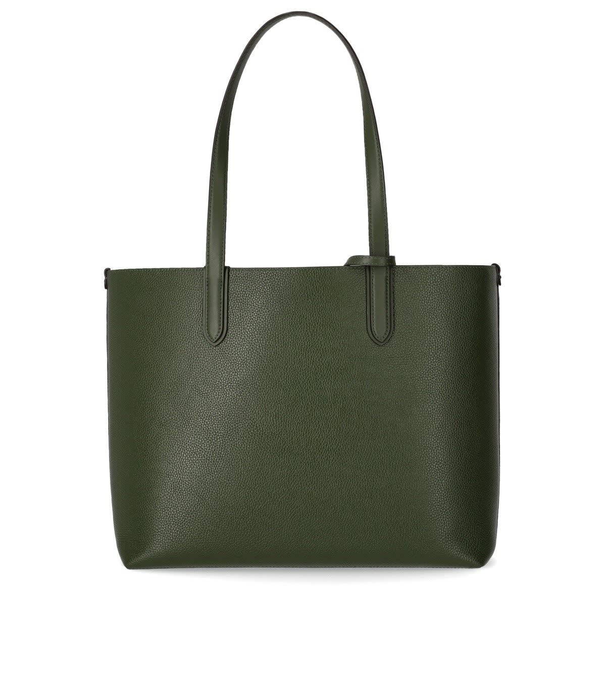 Shop Michael Kors Logo Leather Shopping Bag In Verde