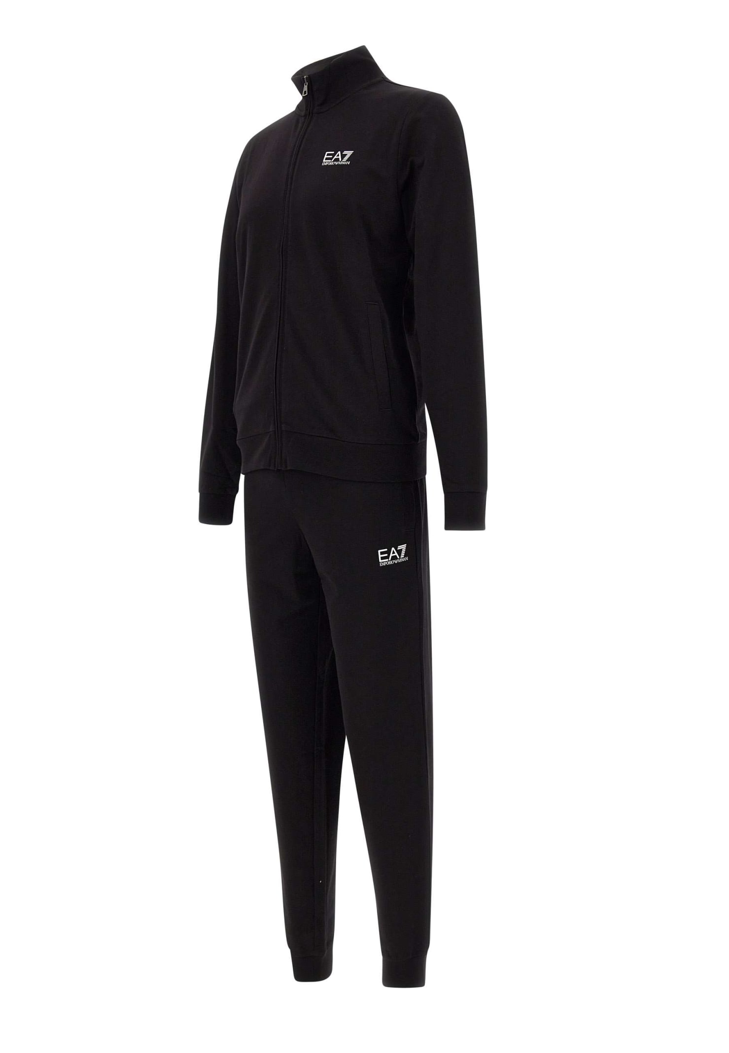 Shop Ea7 Cotton Two-piece Suit In Black
