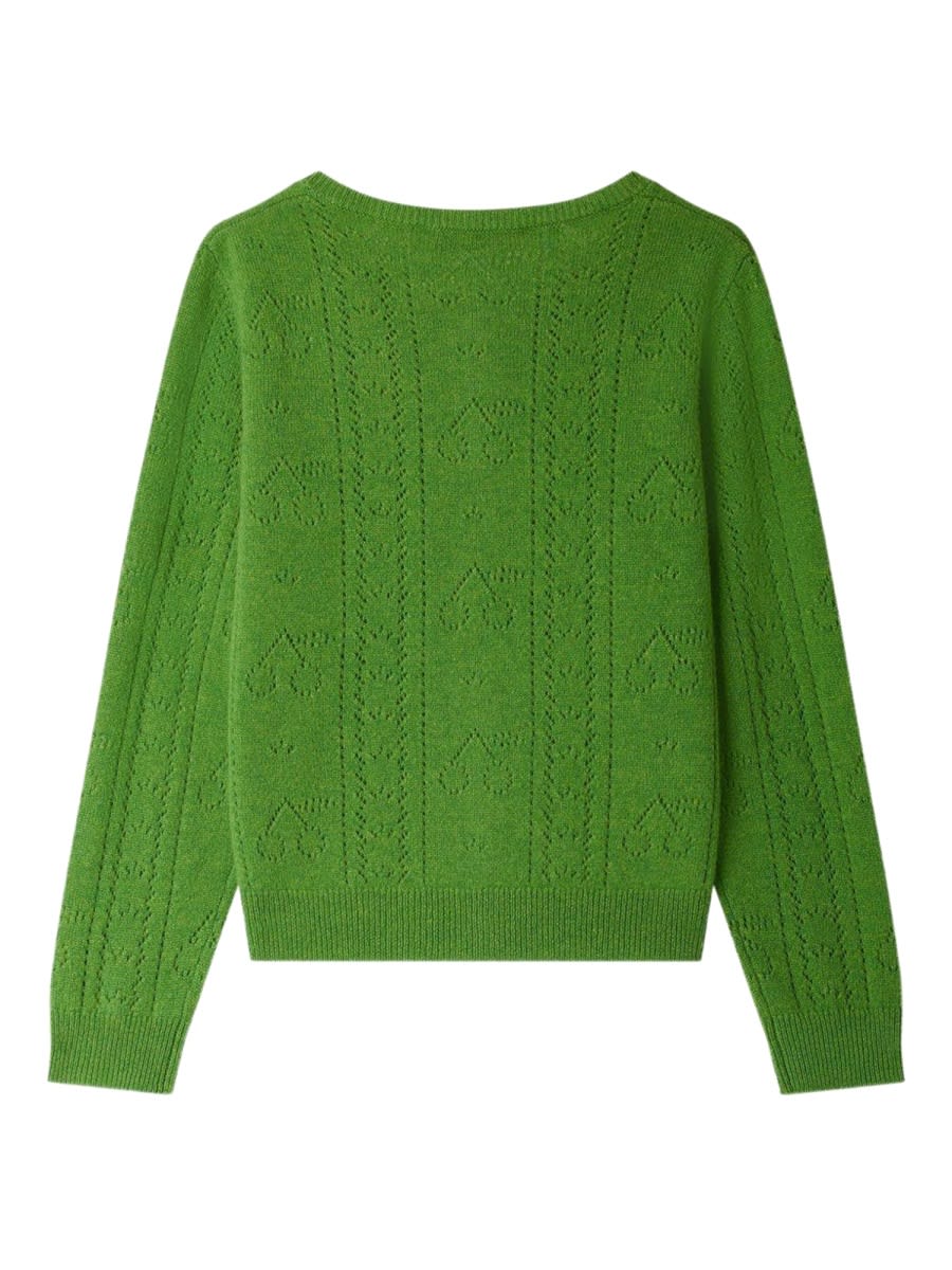 Bonpoint Josiane Cardigan In Green Cashmere In Multi