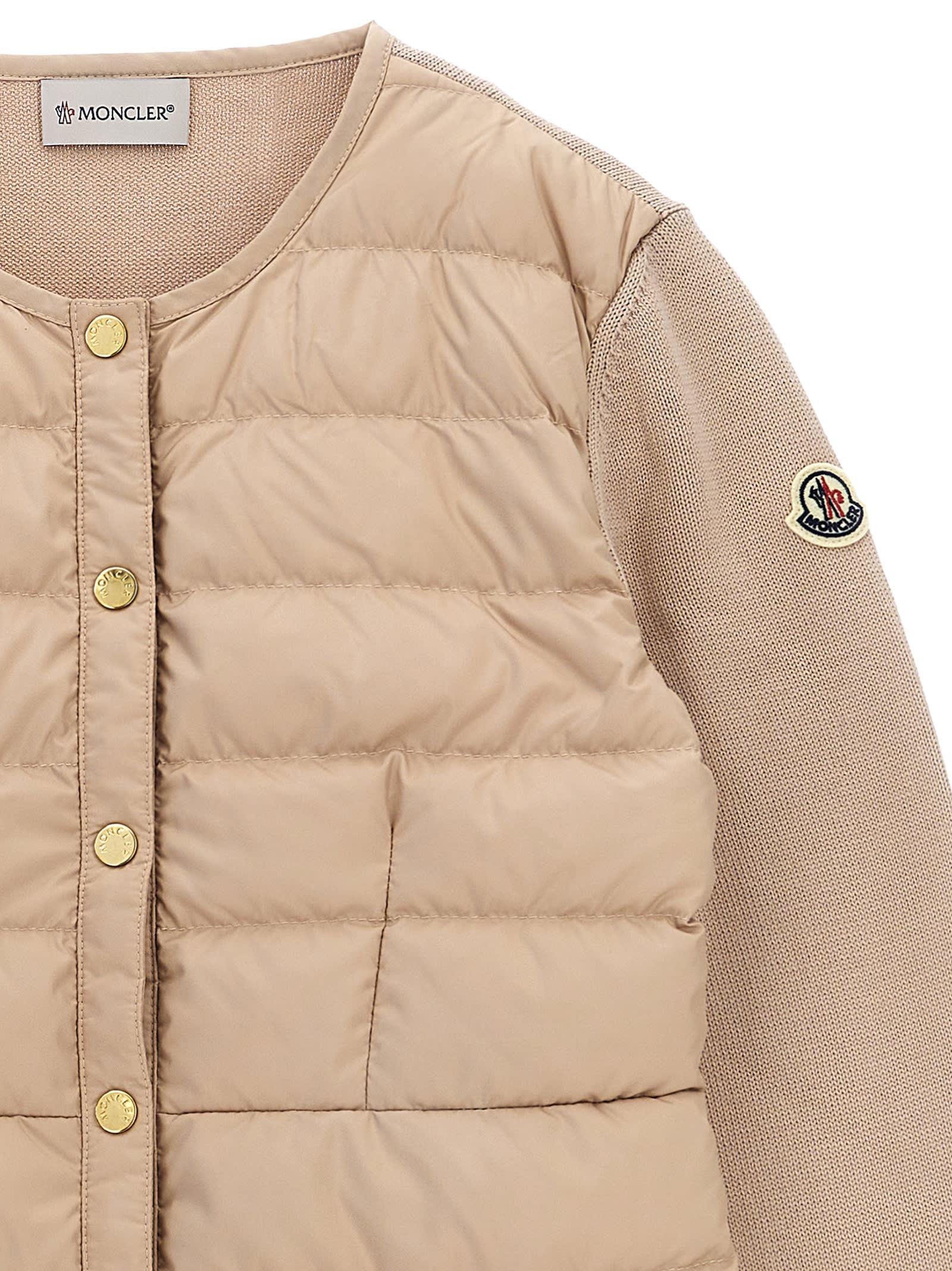Moncler Two-material Cardigan In Pink