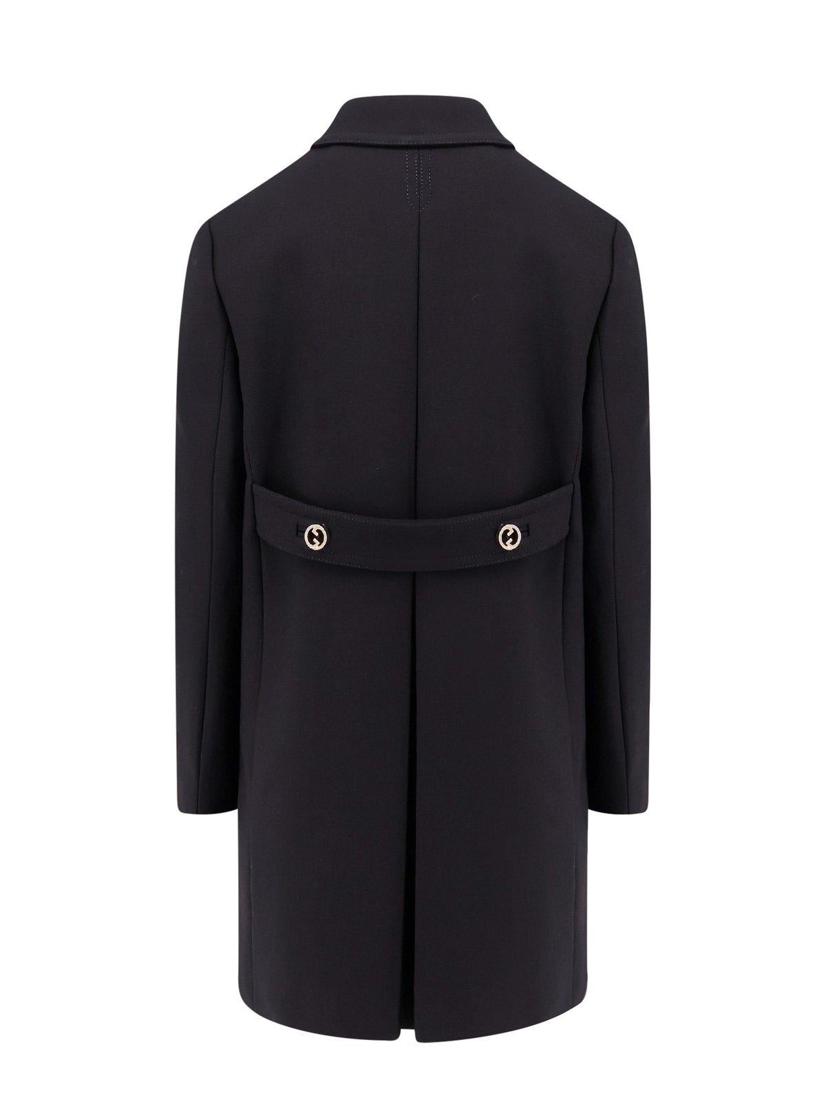 Shop Gucci Collared Button-up Coat In Black