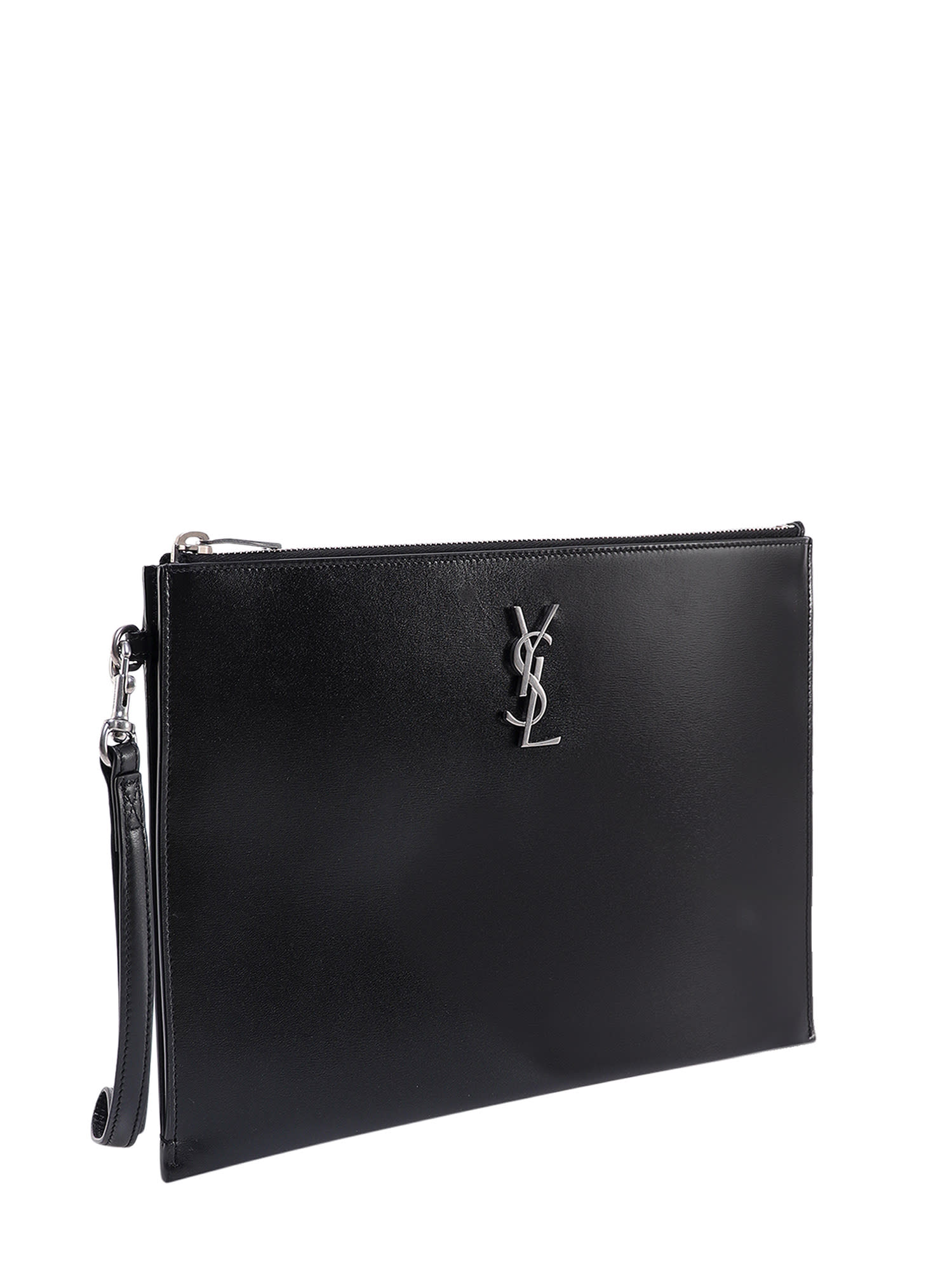 Shop Saint Laurent Cassandra Clutch In Black