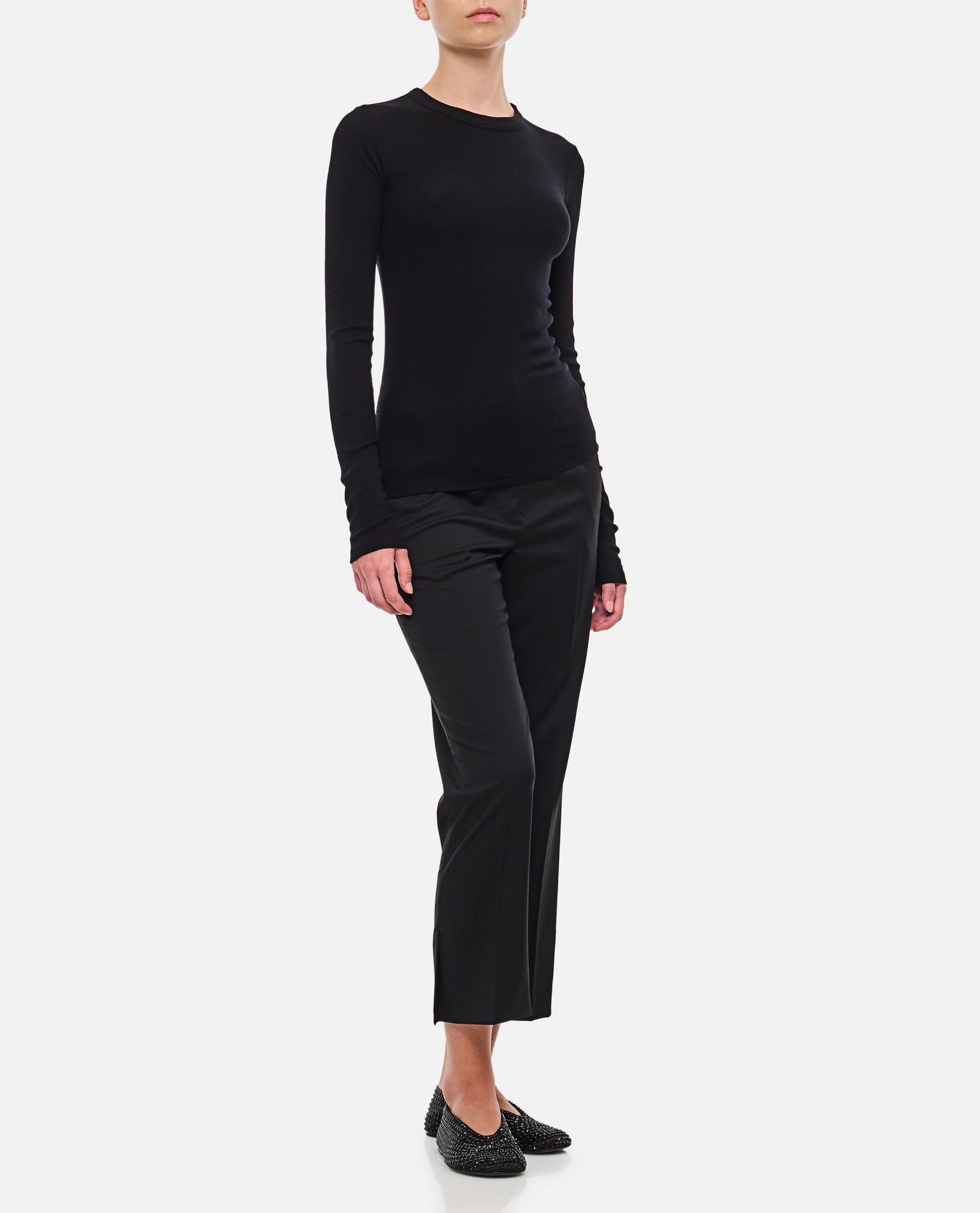 Shop Loulou Studio Dorkas Slim Wool Pants In Black