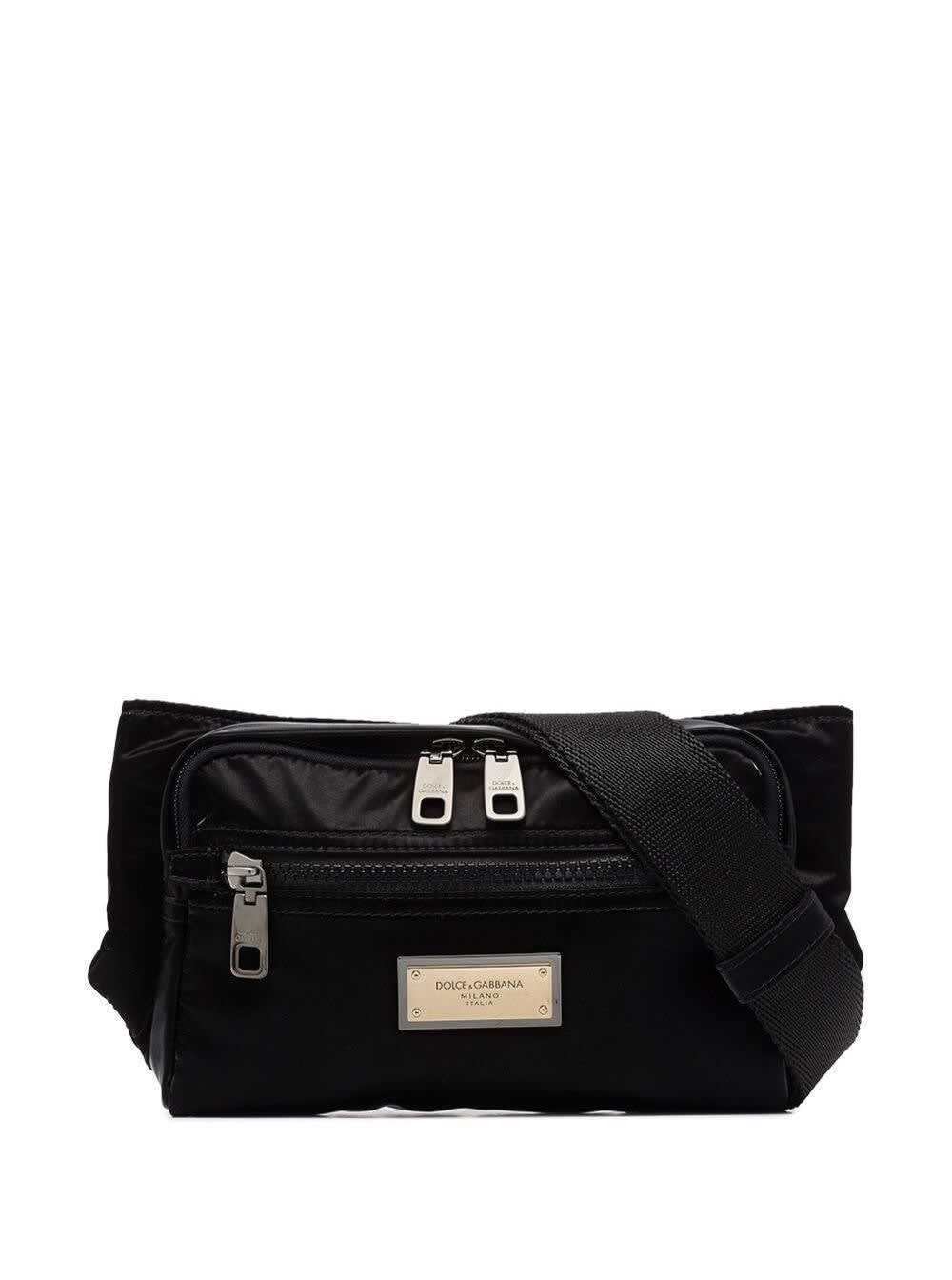 Dolce & Gabbana Belt Bag In Shiny Nylon With Logo